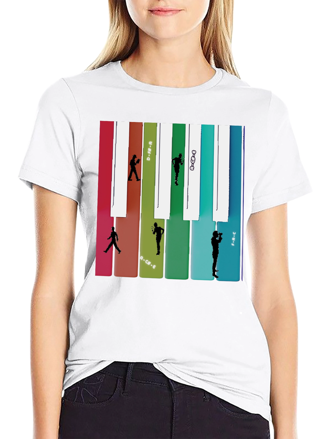Black Music Note Piano Keys Runner T-Shirt view 9