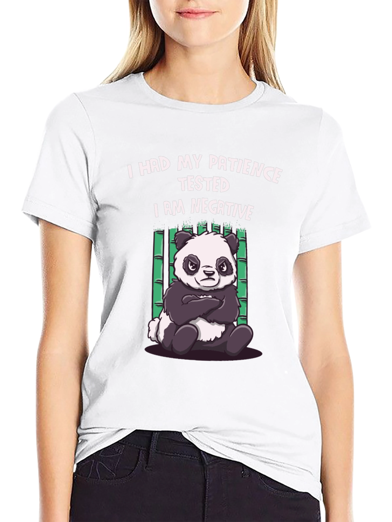 Black Patience Tested Panda Graphic T-Shirt view 9