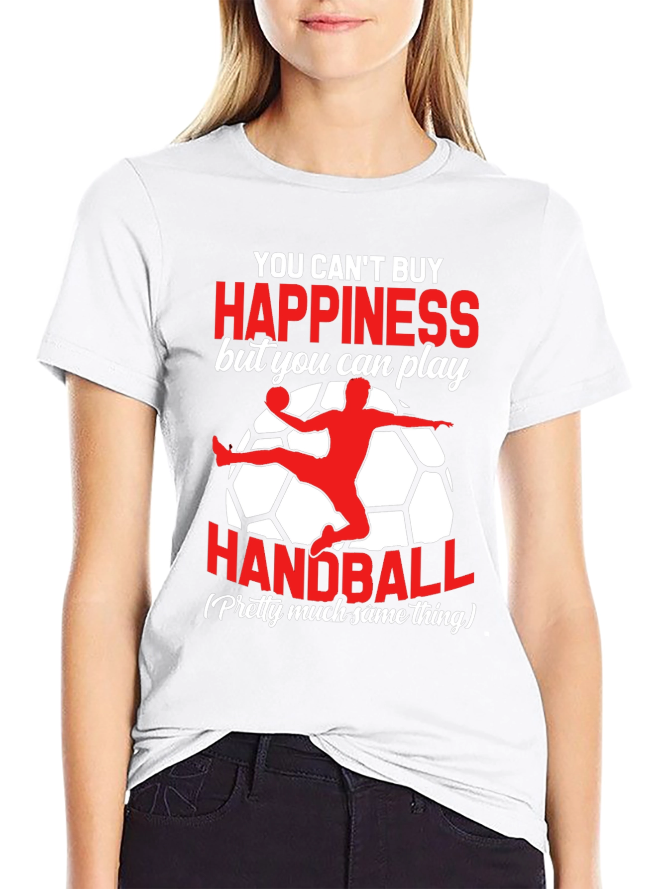 Black Funny Handball T-Shirt - Can't Buy Happiness view 9