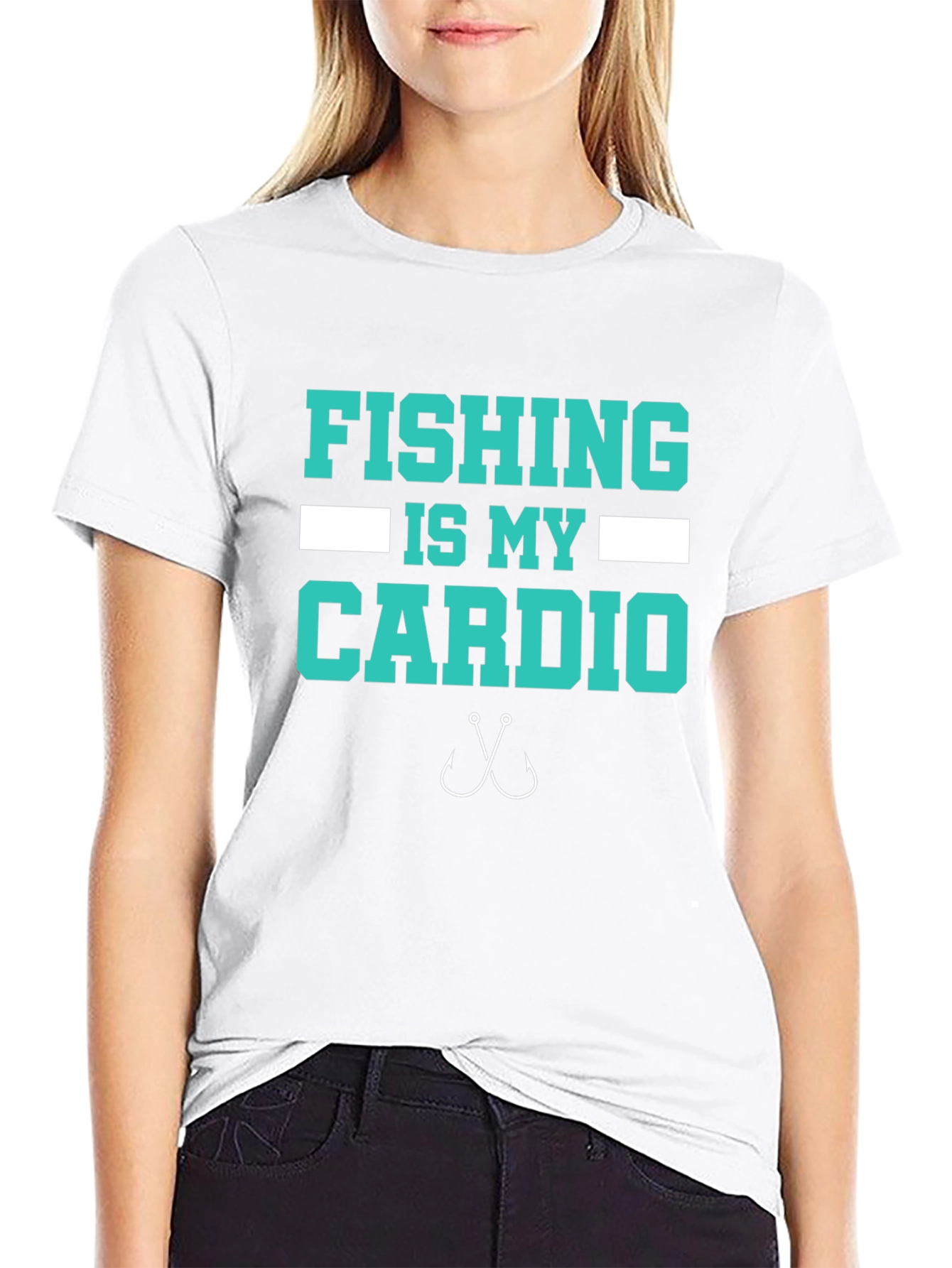 Black Fishing Is My Cardio T-Shirt - Black Cotton Tee view 9