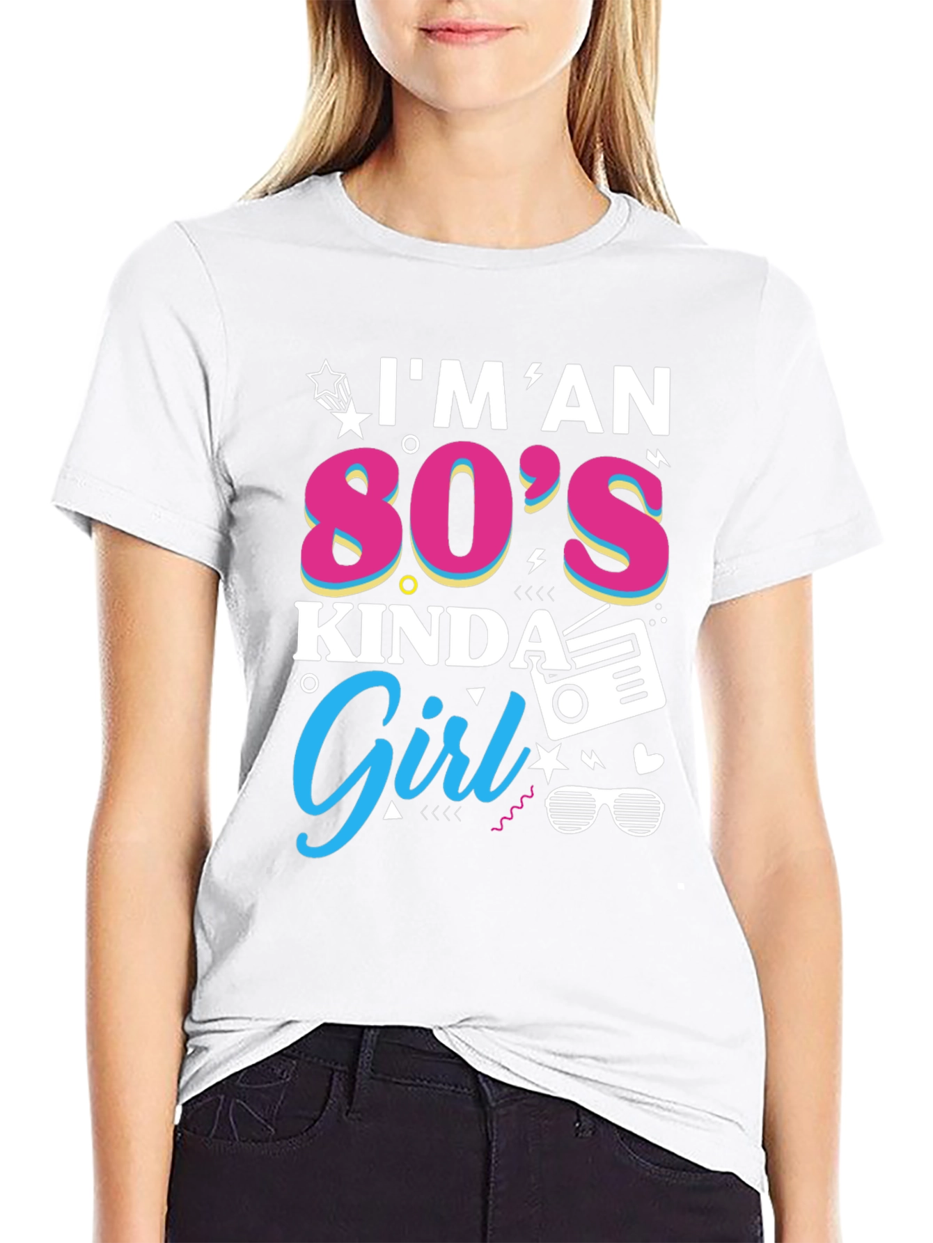 Black I'm an 80s Kinda Girl Graphic Tee view 9