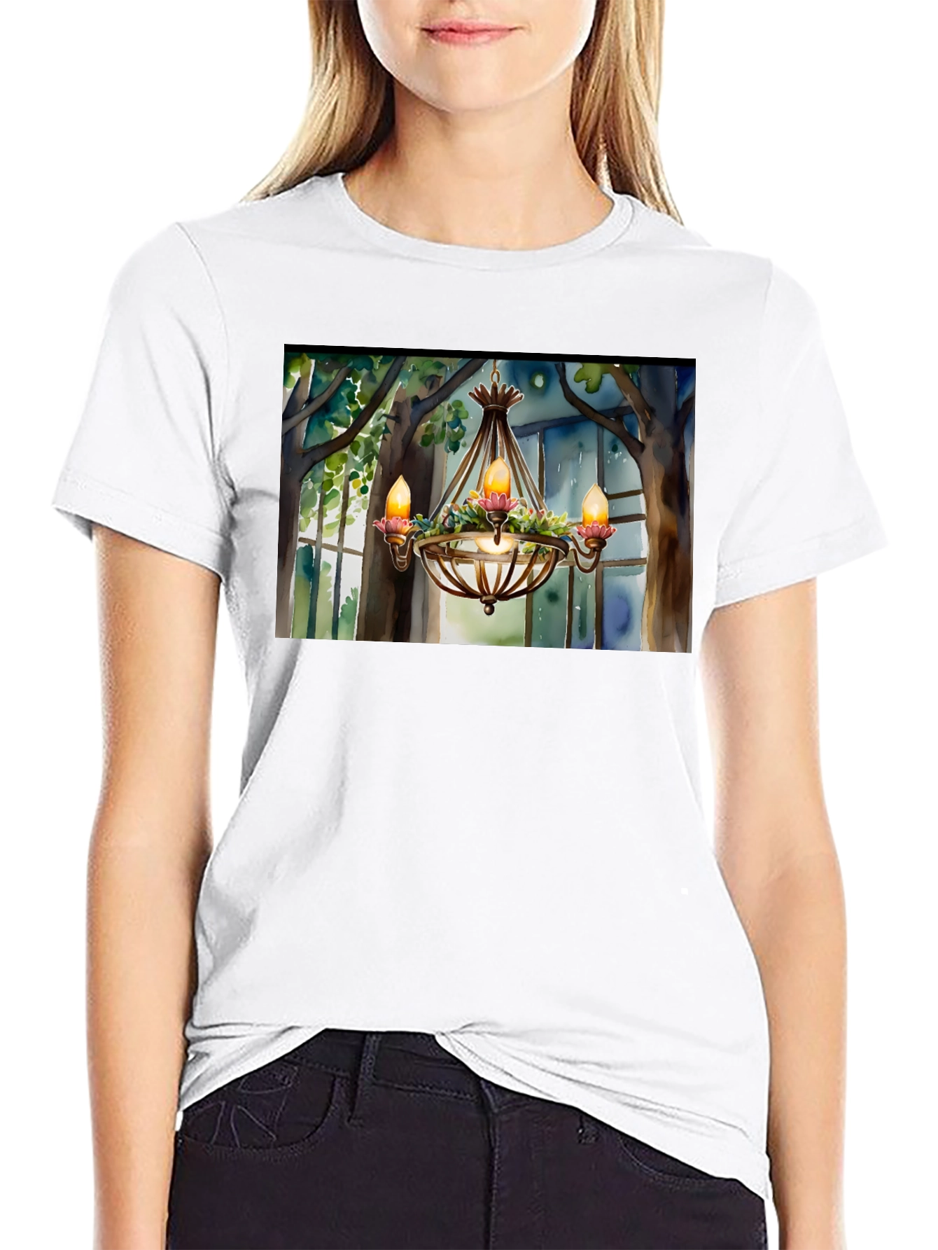 Black Chandelier T-Shirt - Elegant Design view 9