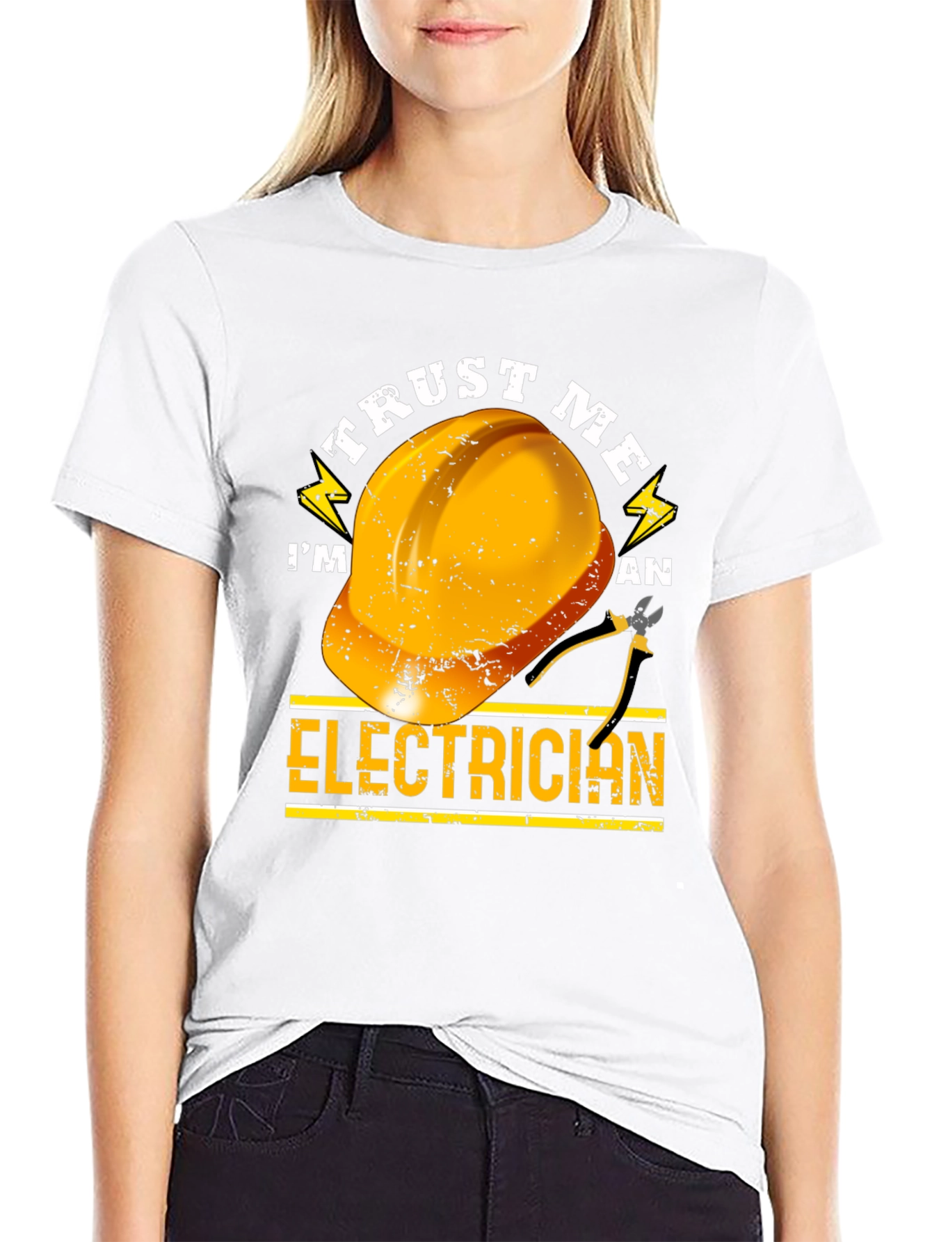 Black Trust Me I'm an Electrician T-Shirt view 9