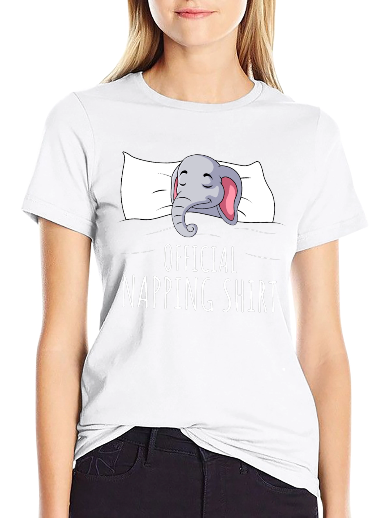 Black Official Napping Shirt - Elephant Cartoon Print view 9