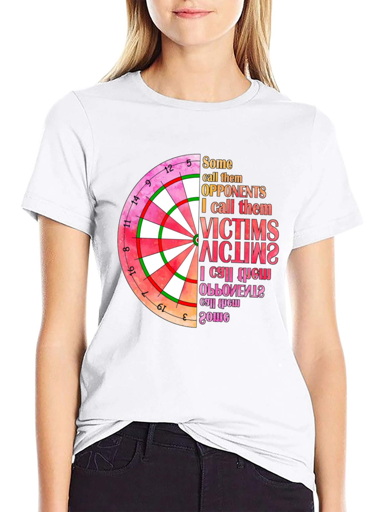 Black Dartboard Graphic T-Shirt: Opponents to Victims view 9