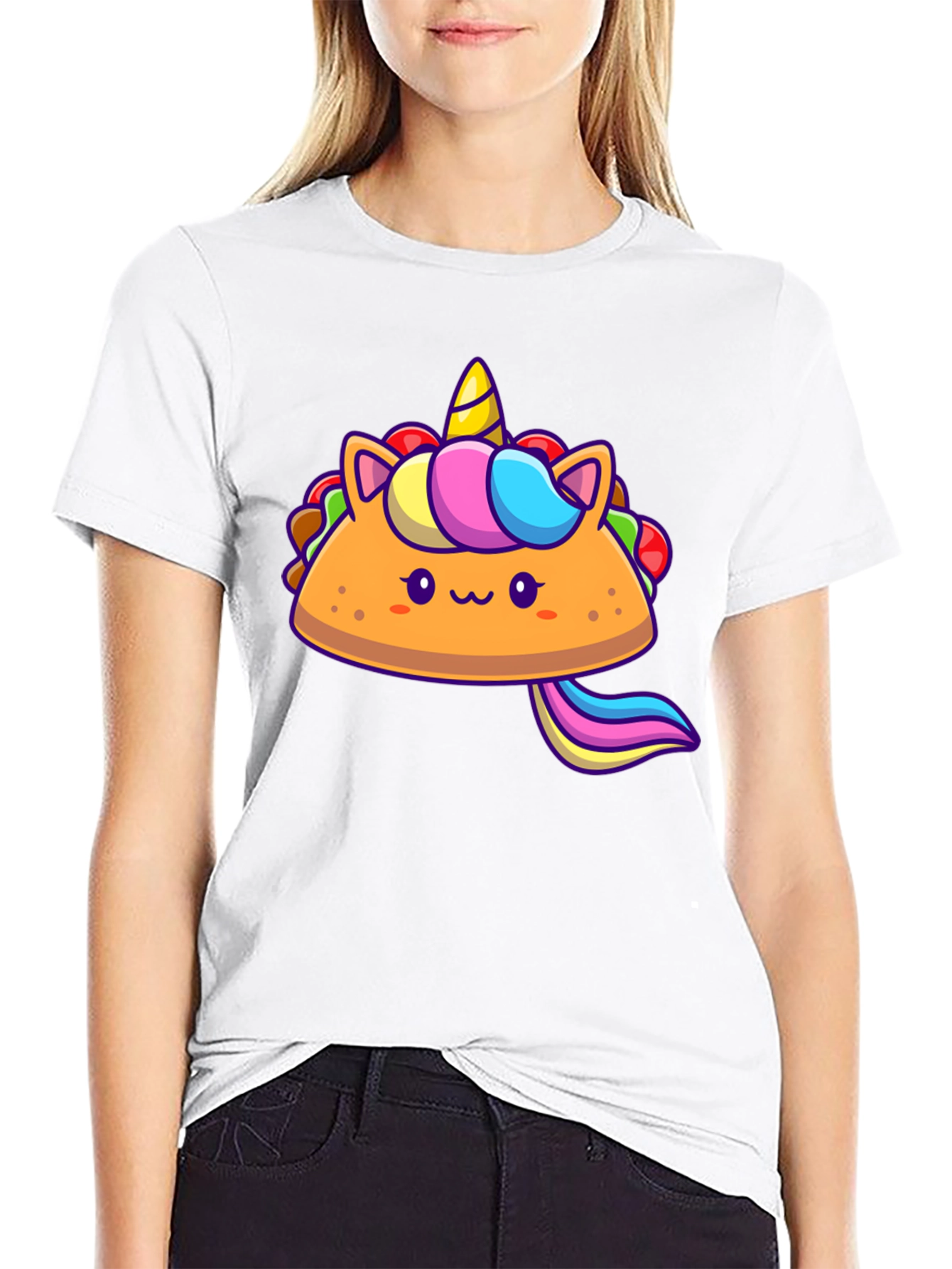 Black Unicorn Taco Graphic Tee - Cute Foodie Shirt view 9