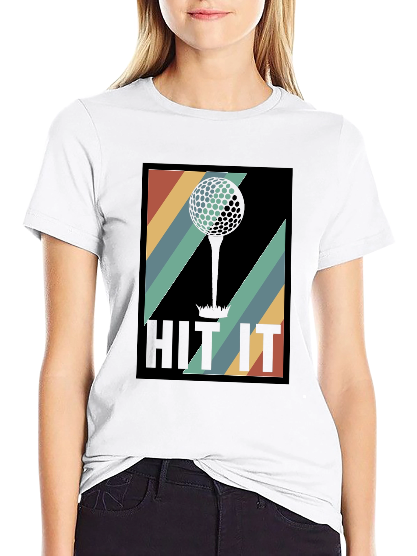 Black Retro Golf Ball Tee T-Shirt - Hit It! view 9