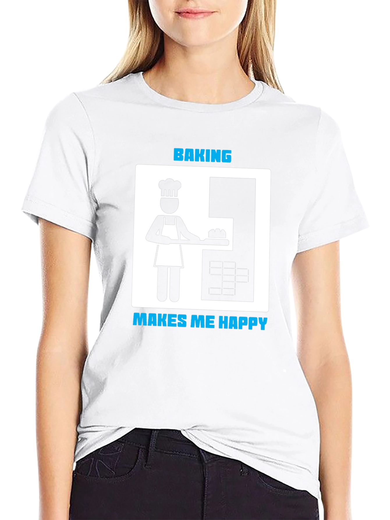 Baking Makes Me Happy T-Shirt - Funny Baker Tee - 9