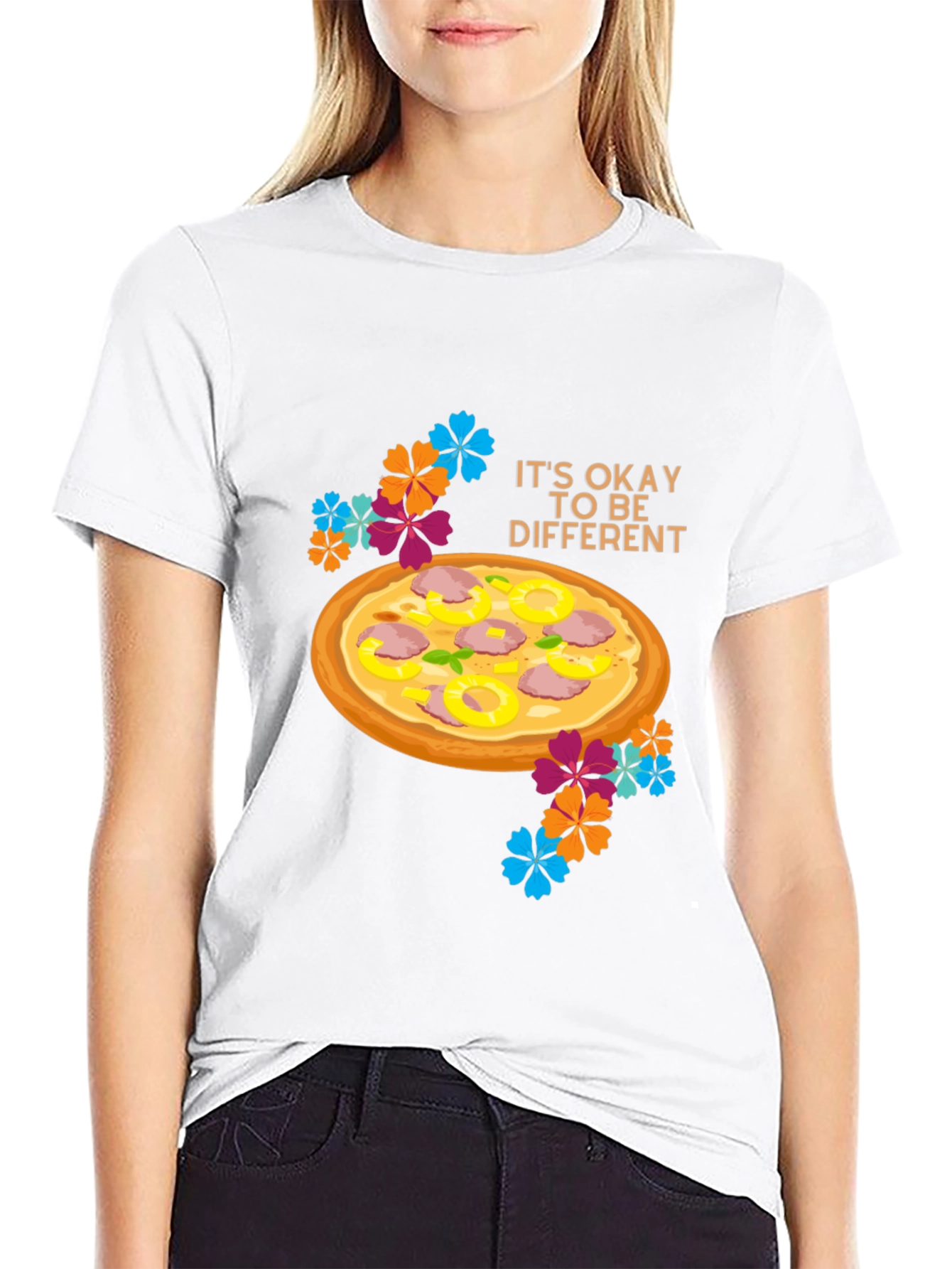 Black Pizza Be Different Graphic T-Shirt view 9