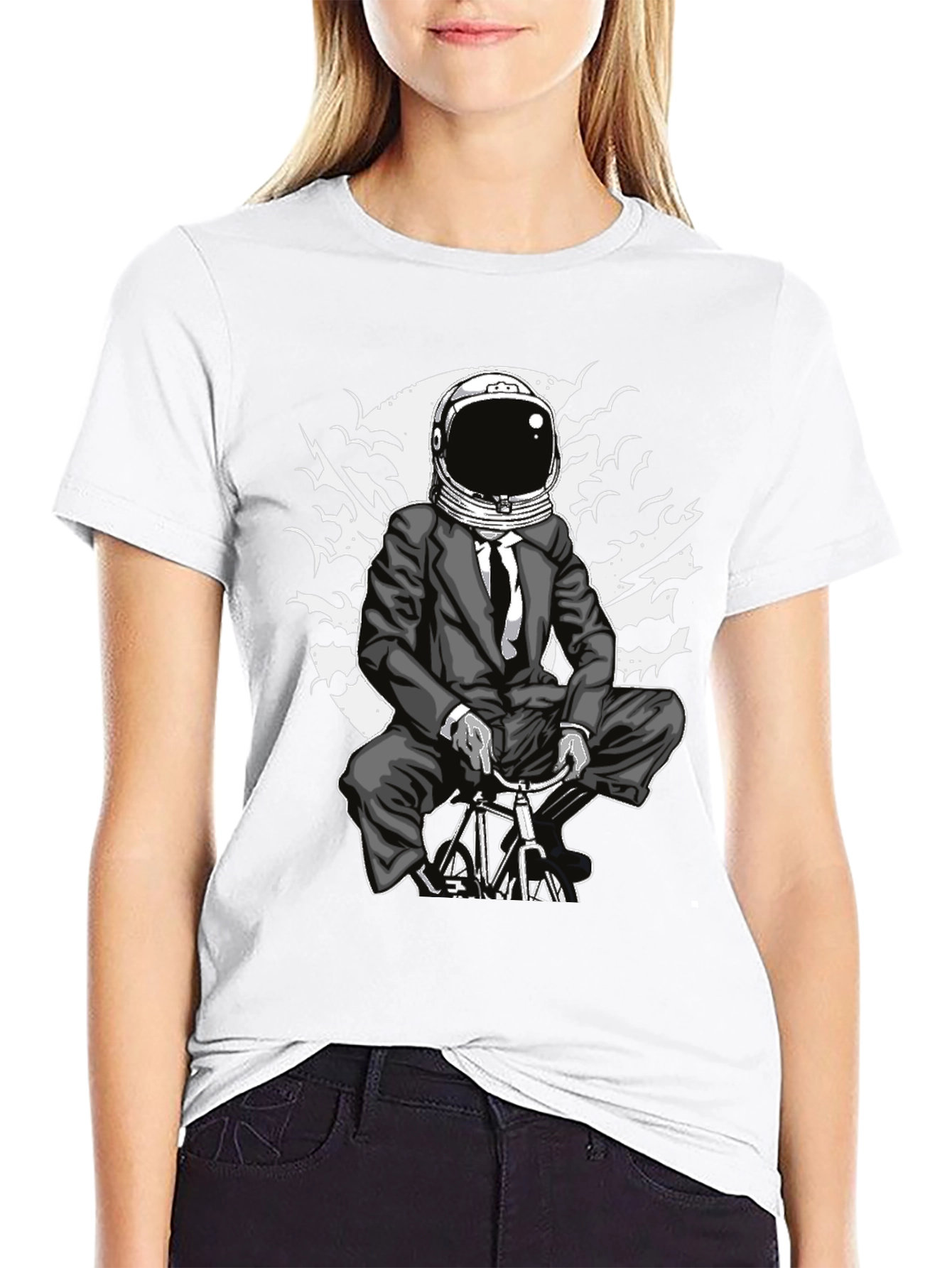 Black Astronaut Biker Black T-Shirt - Unique Graphic Tee view 9
