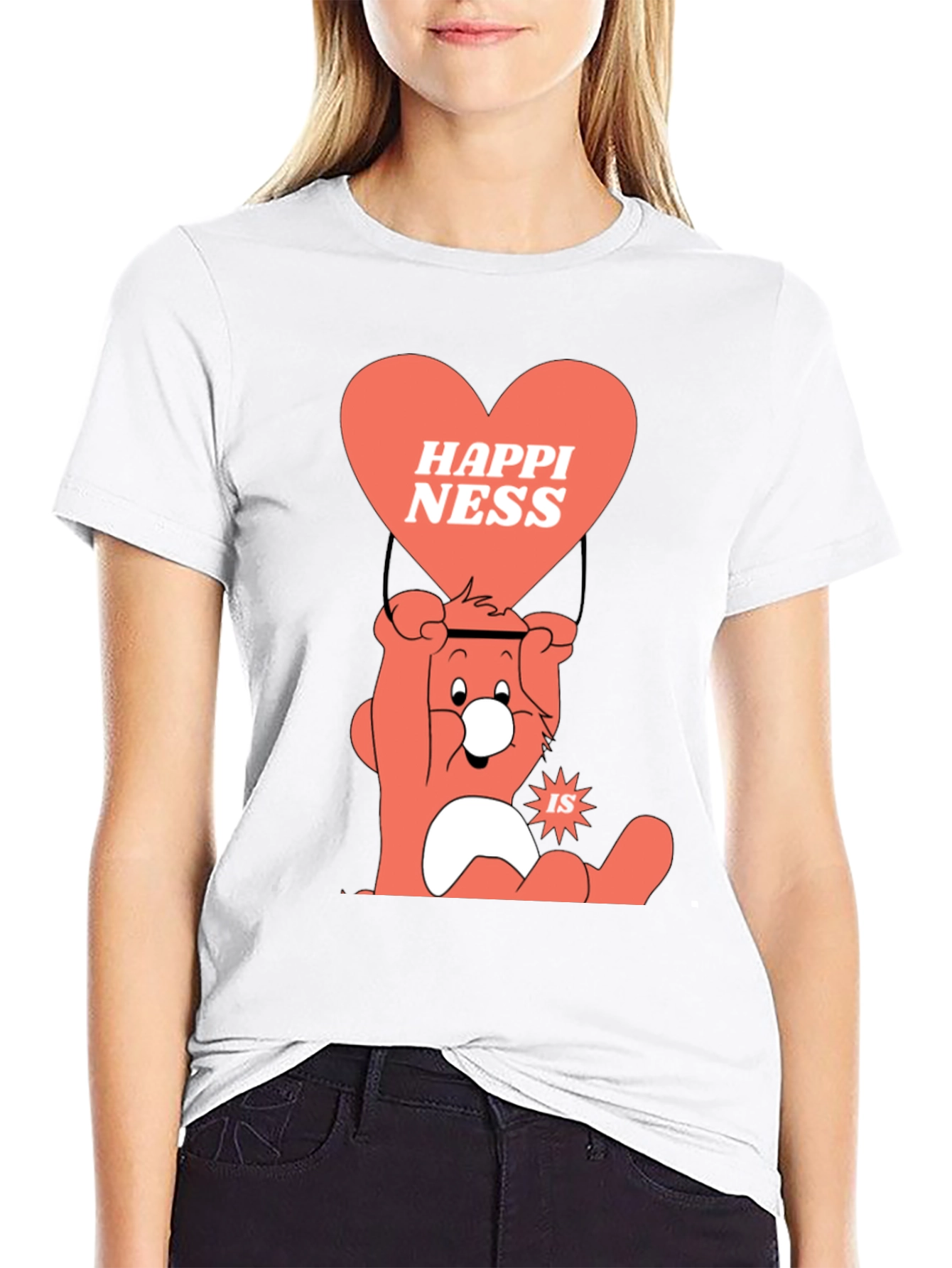 Black Happiness Bear Graphic T-Shirt view 9