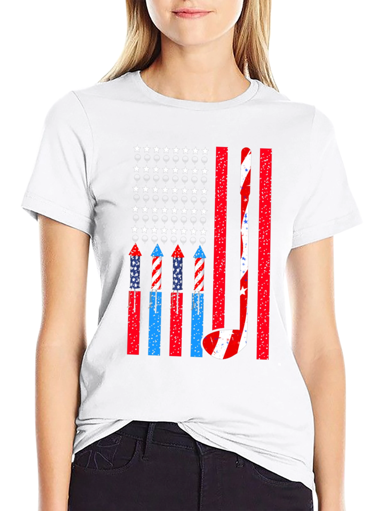 Black Patriotic Hockey USA Flag T-Shirt view 9
