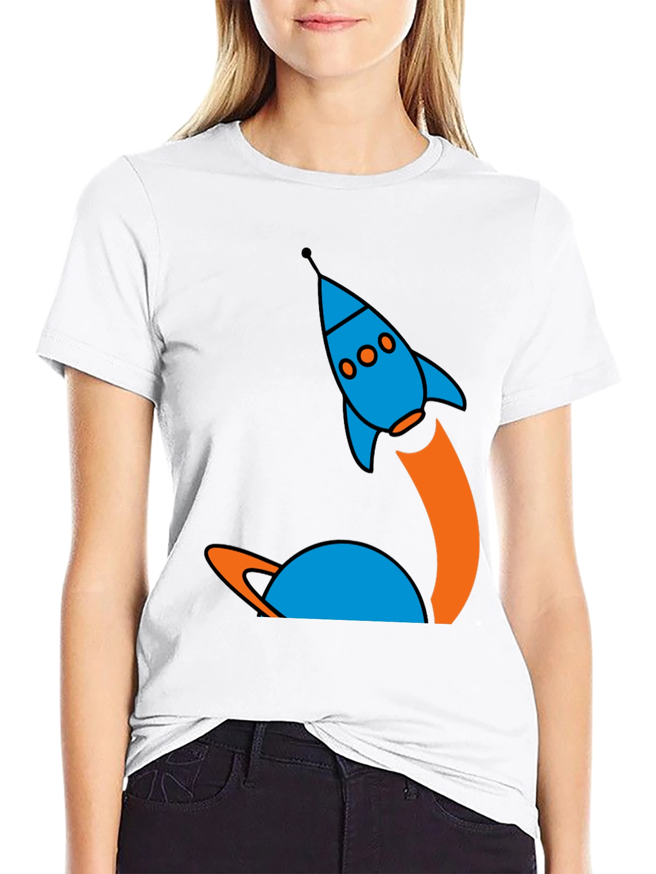 Black Retro Rocket Launch Graphic Tee - Black Cotton view 9