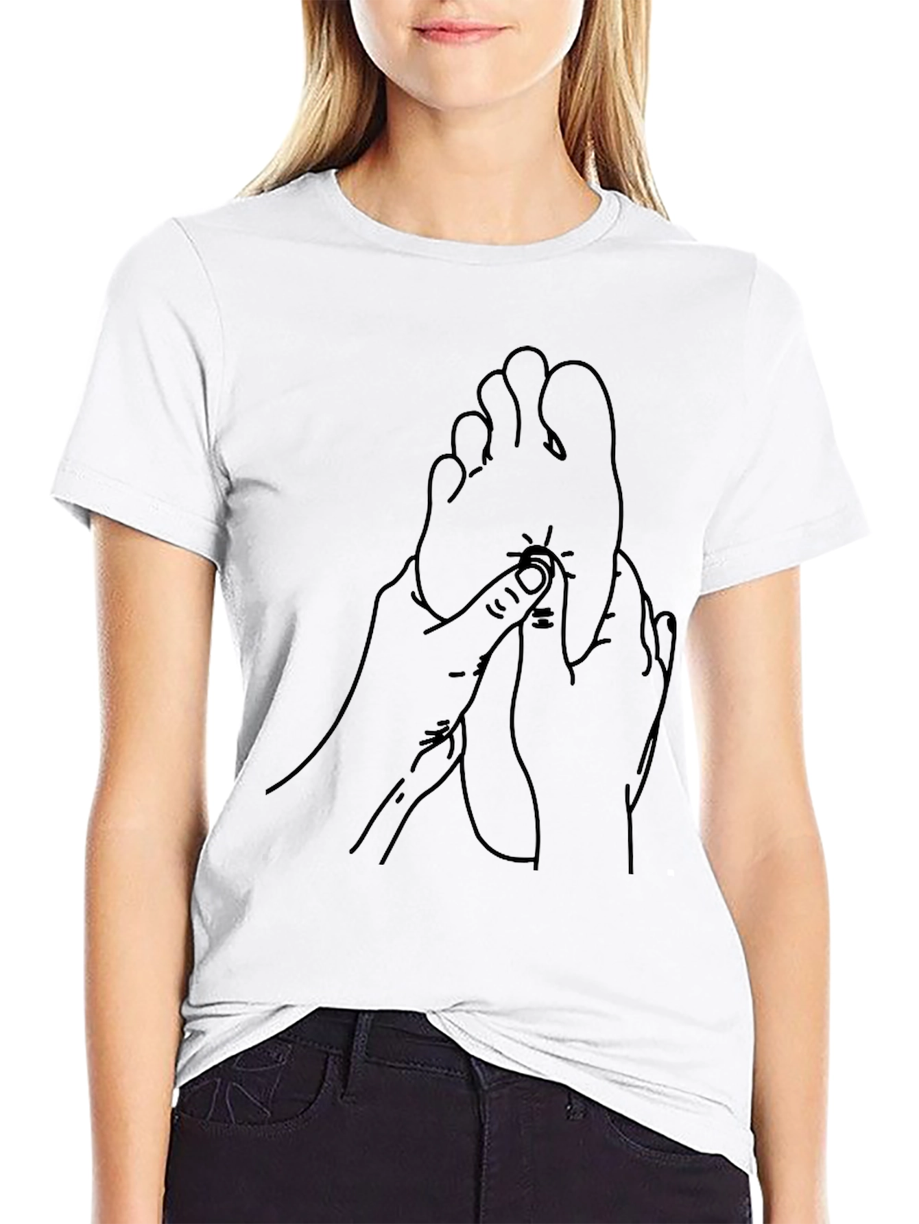 Black Black T-Shirt with Foot Massage Graphic view 9