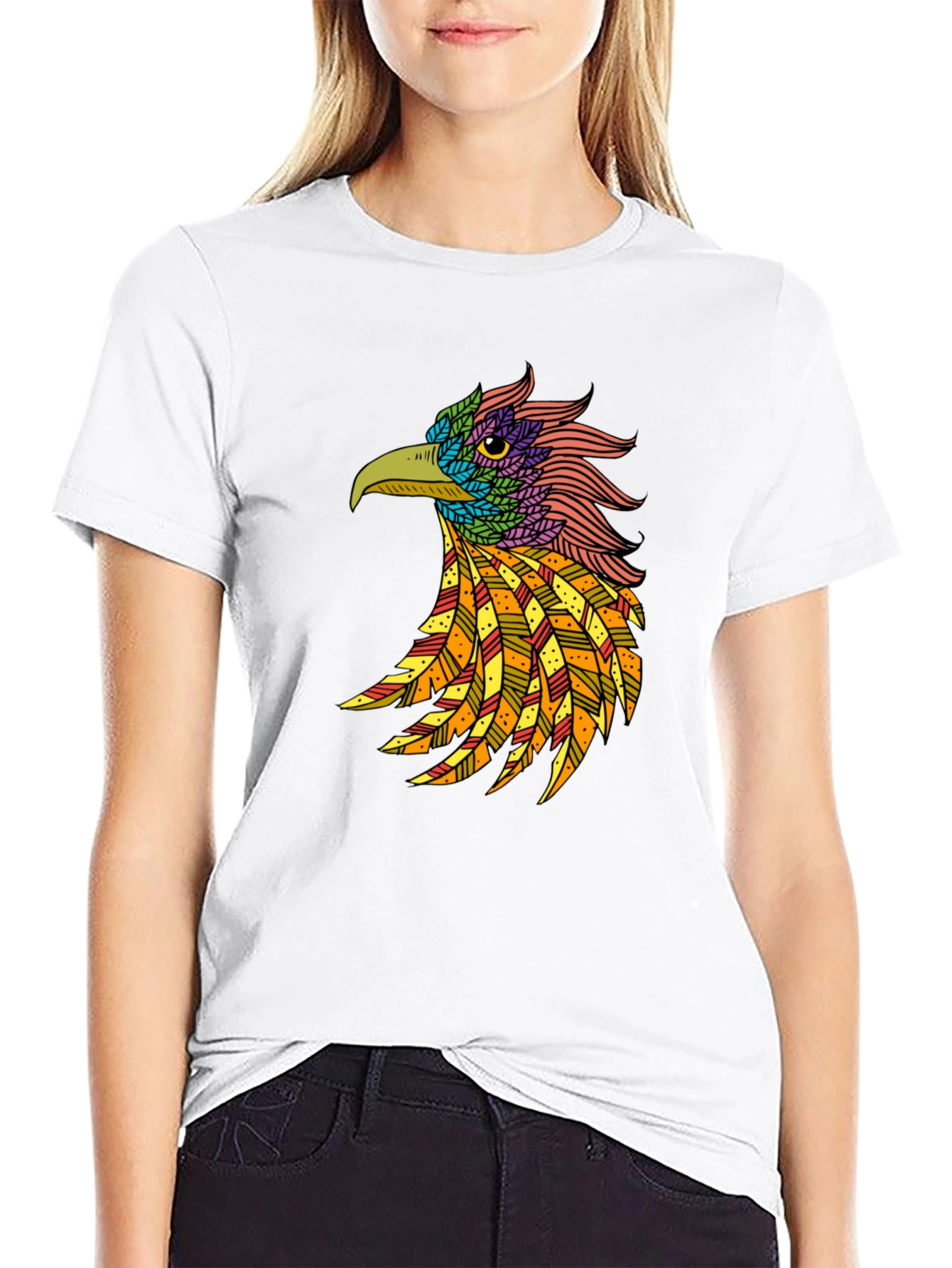 Black Cool Bird Graphic Print T-Shirt view 9