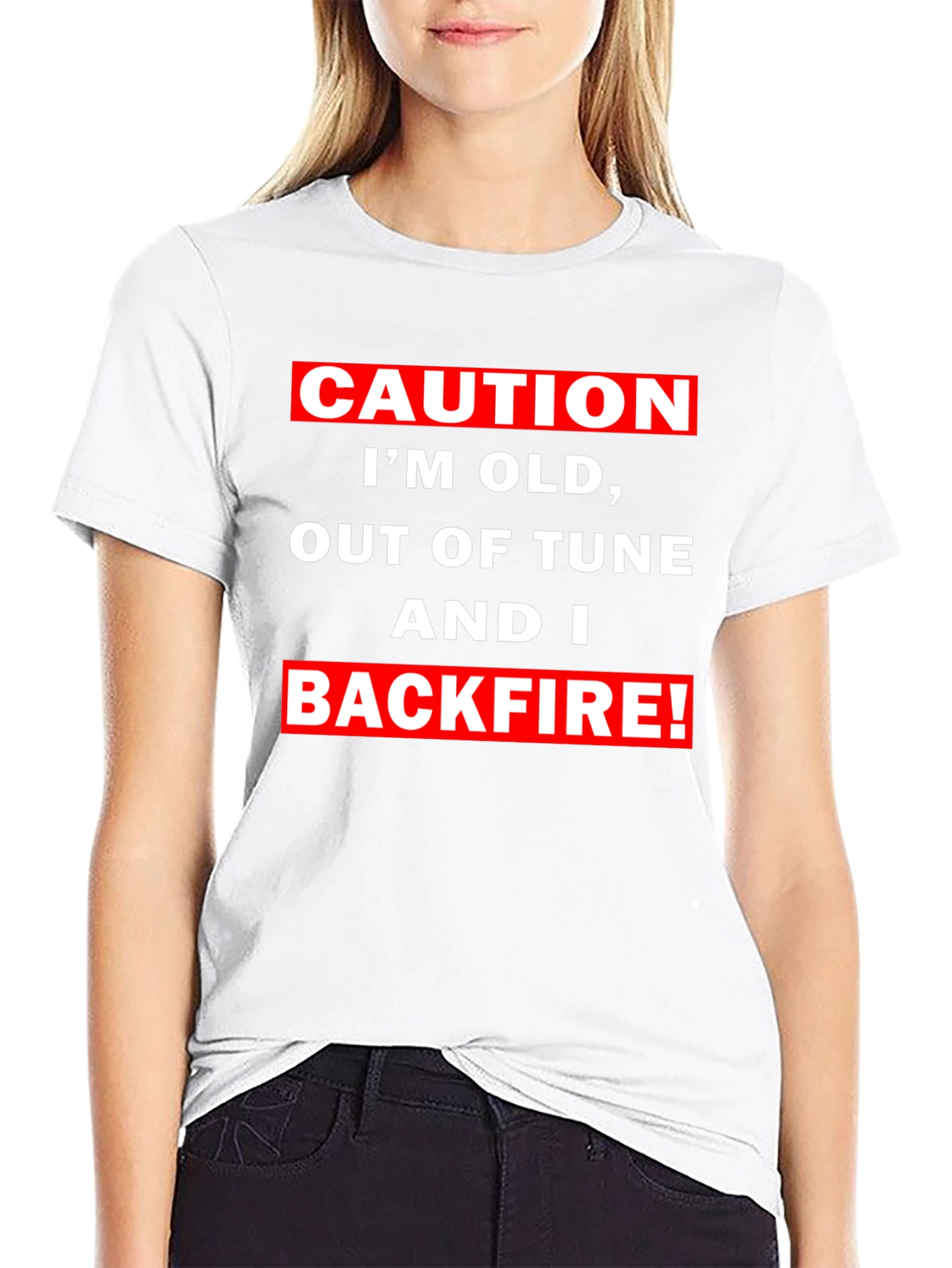 Black Caution I'm Old Funny Graphic T-Shirt view 9