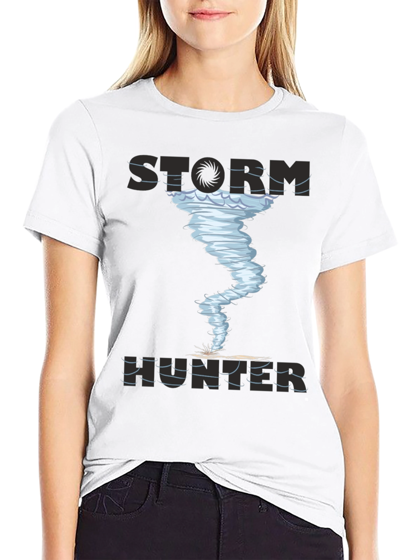Black Storm Hunter Graphic Tee - Tornado Design view 9