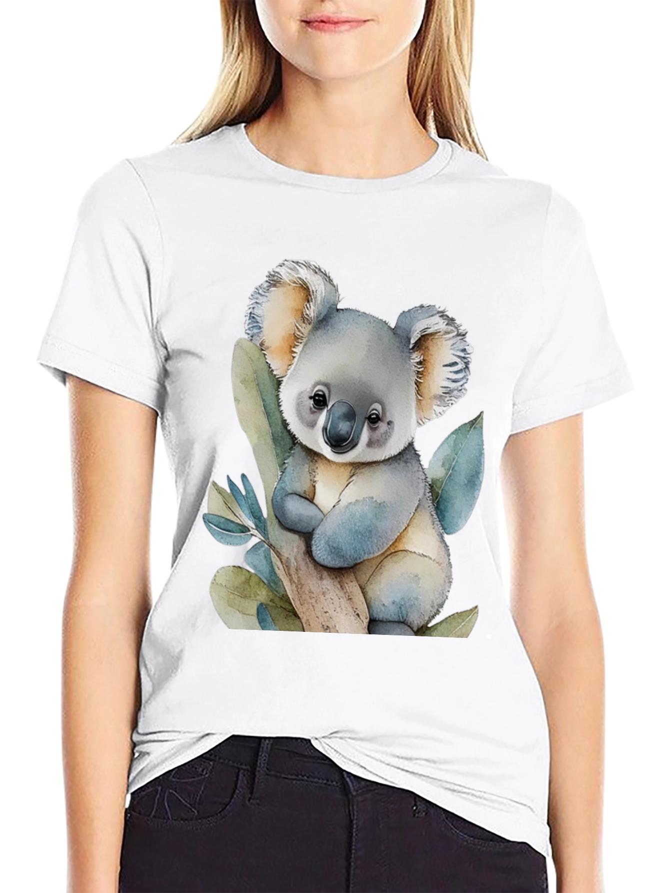 Black Cute Koala Bear Graphic T-Shirt view 9