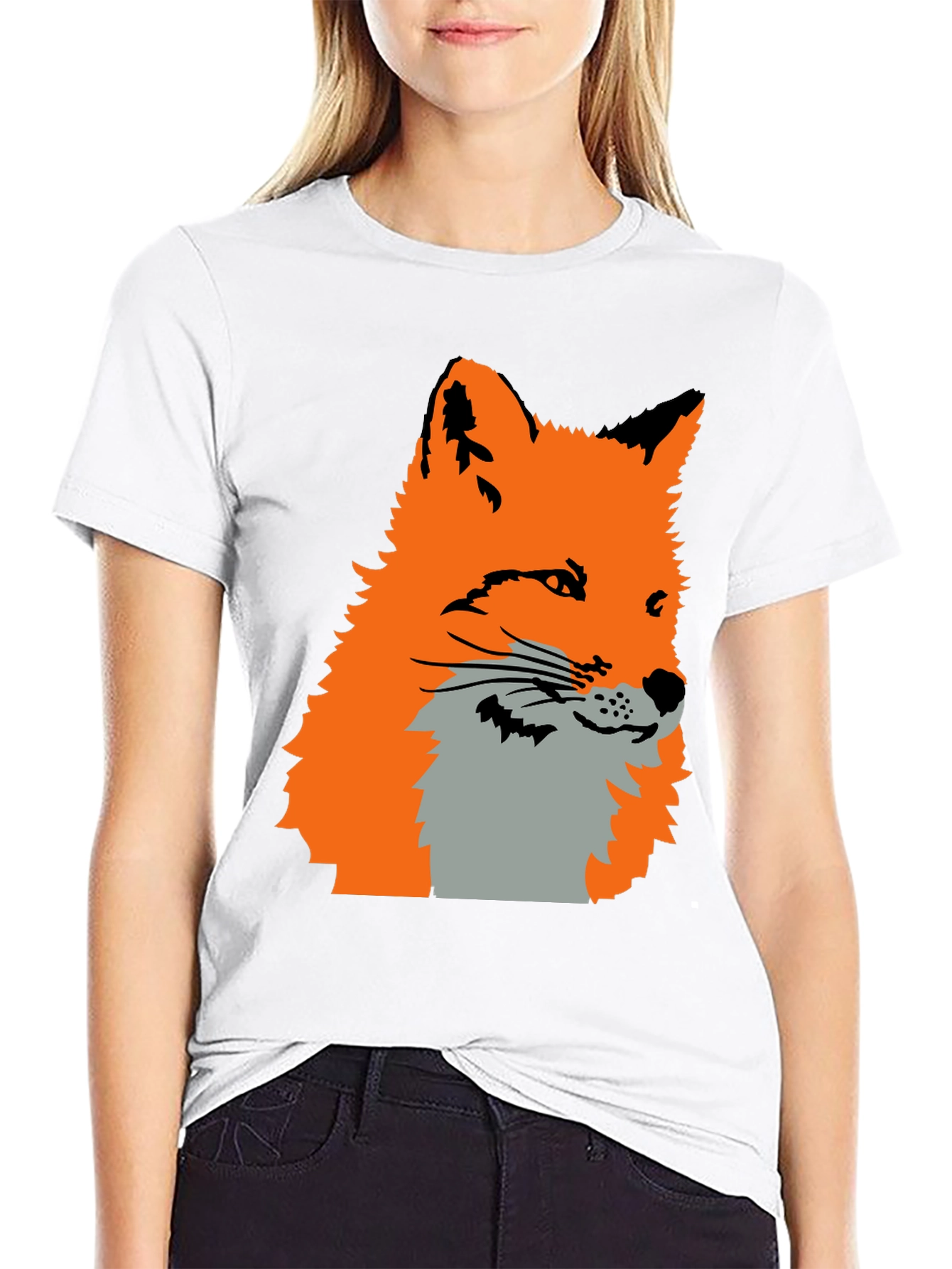 Black Fox Graphic Print T-Shirt - Black view 9