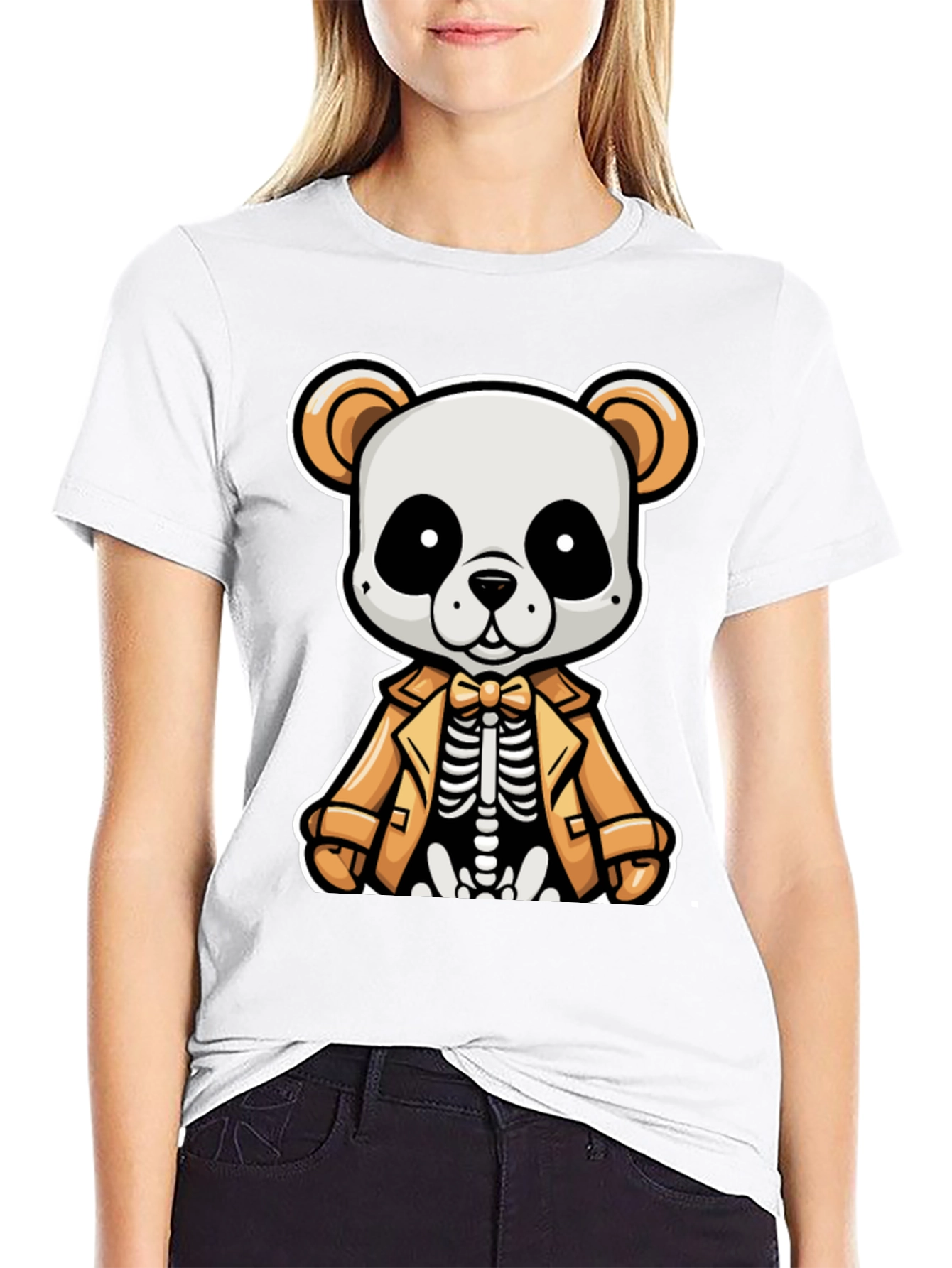 Black Panda Skeleton in Suit Graphic Tee view 9