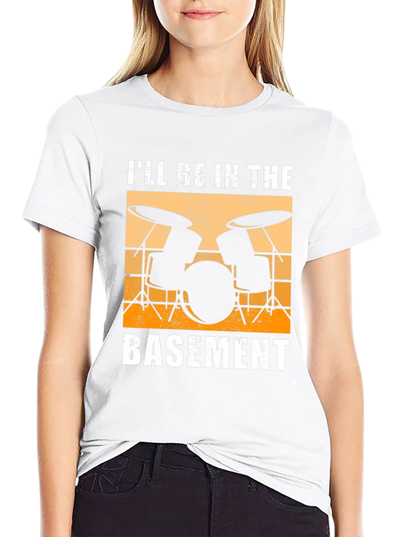 Black I'll Be In The Basement Drum Set T-Shirt view 9