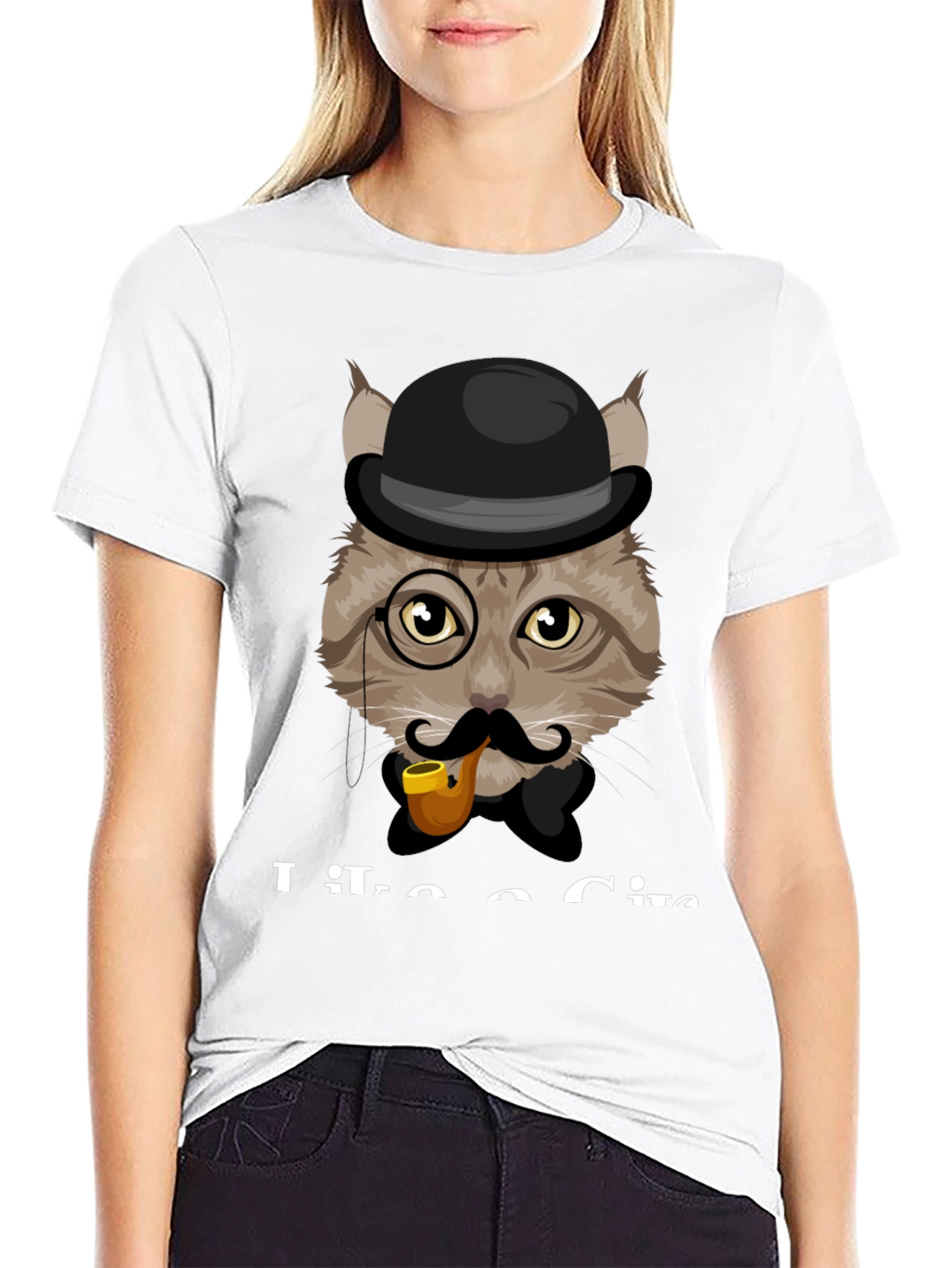 Black Cat Gentleman T-Shirt - Sophisticated Feline Design view 9