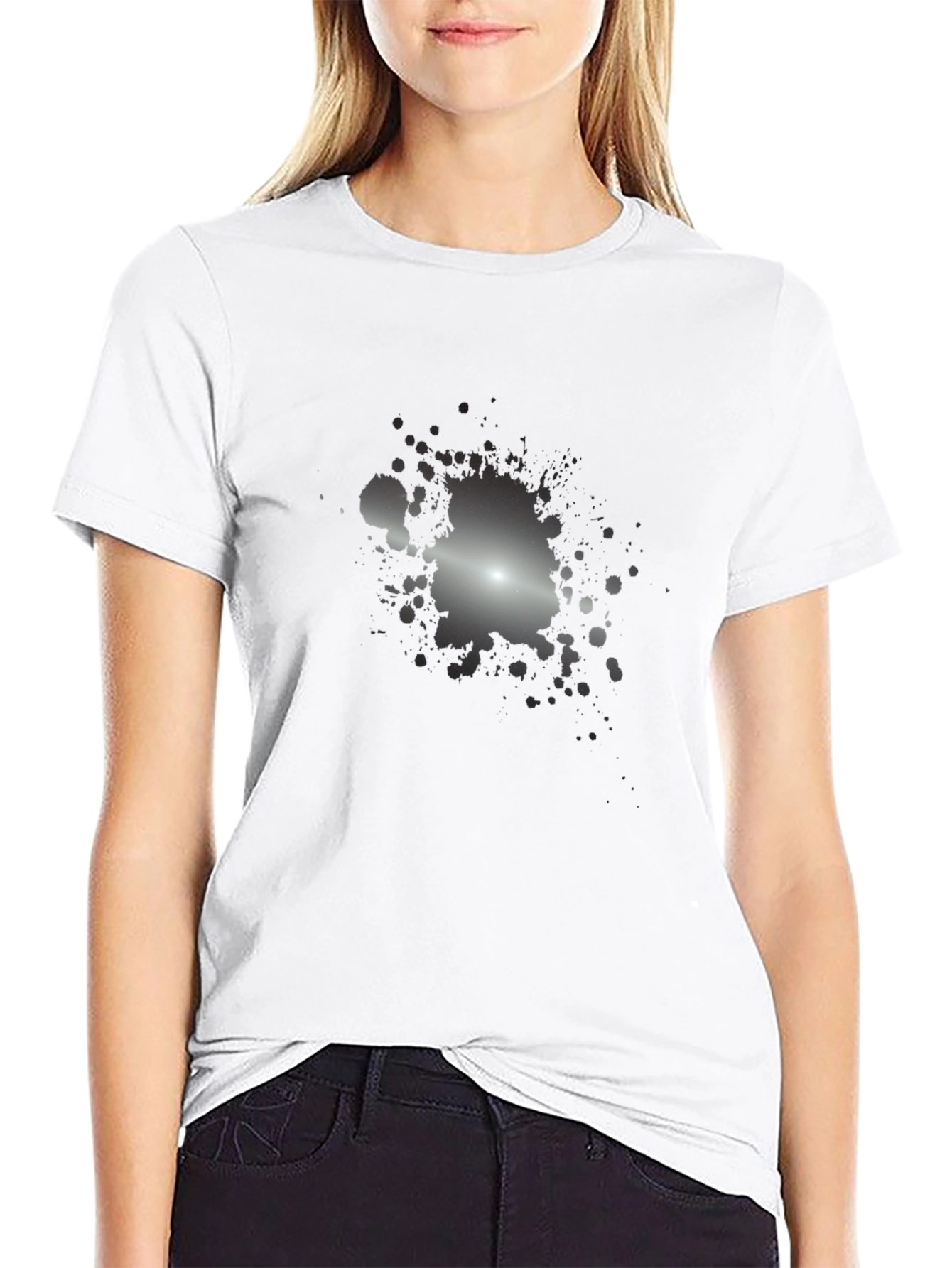 Black Men's Black T-Shirt with Abstract Splatter Design view 9