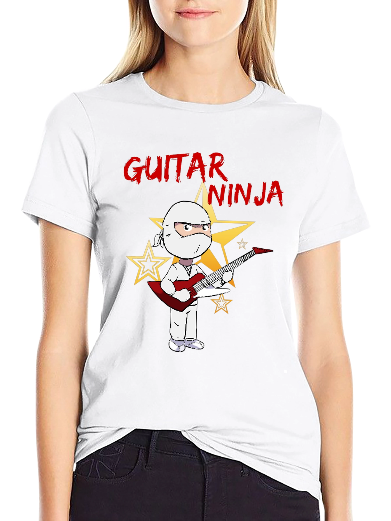 Black Guitar Ninja Graphic Tee view 9