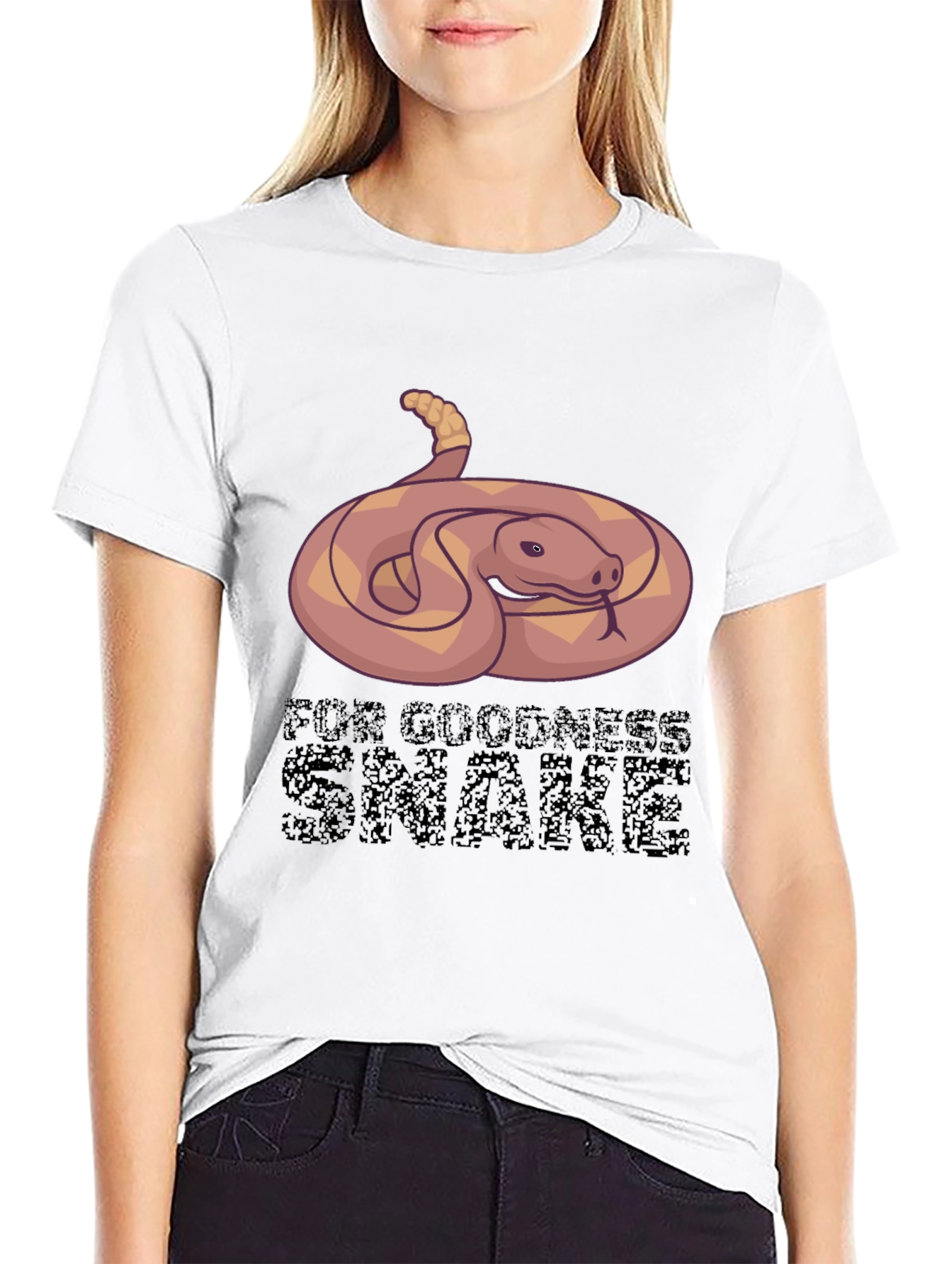 Black Funny Snake Graphic Tee - For Goodness Snake T-Shirt view 9