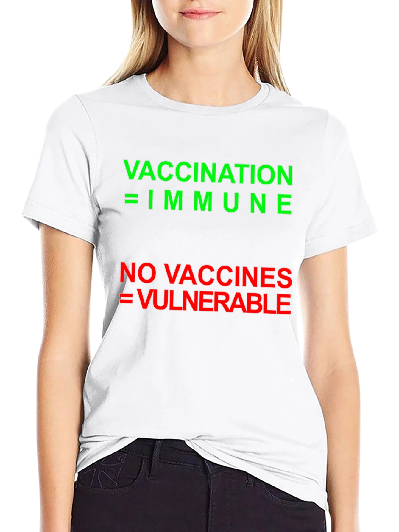 Black Vaccination Message Tee - Immune vs Vulnerable Black T-Shirt view 9