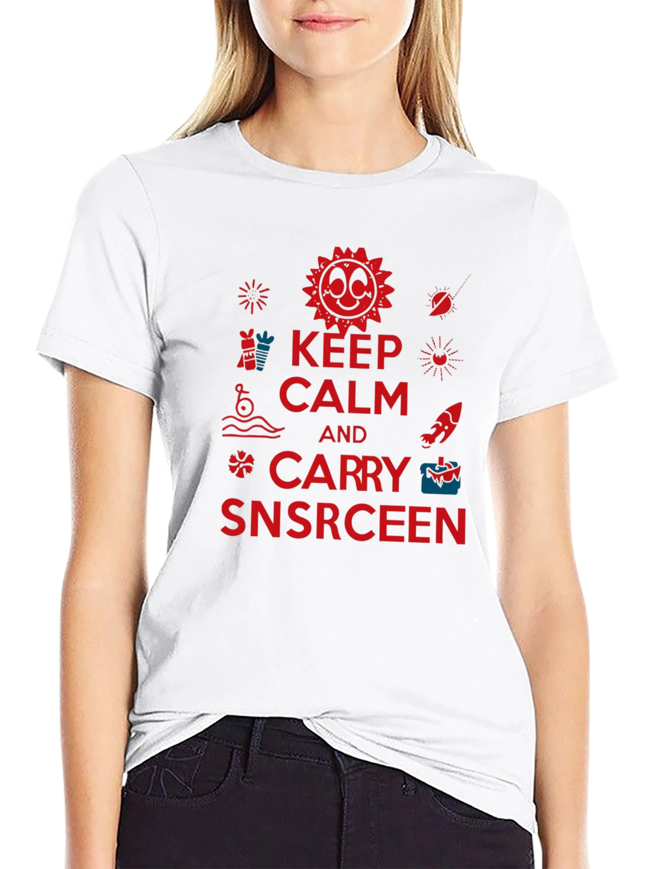 Black Keep Calm and Carry Snscrceen Graphic Tee view 9