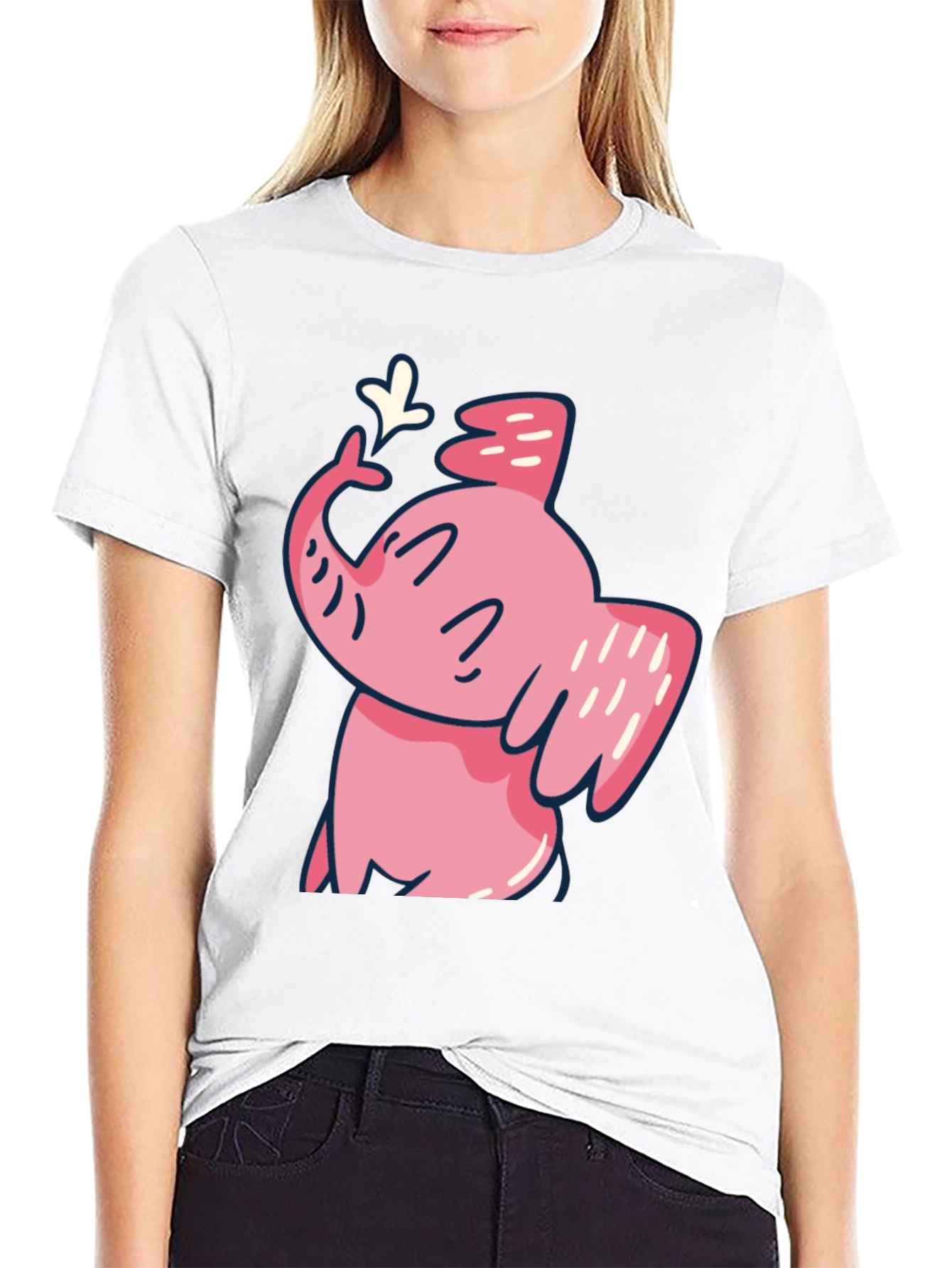 Black Cute Pink Elephant Graphic T-Shirt view 9