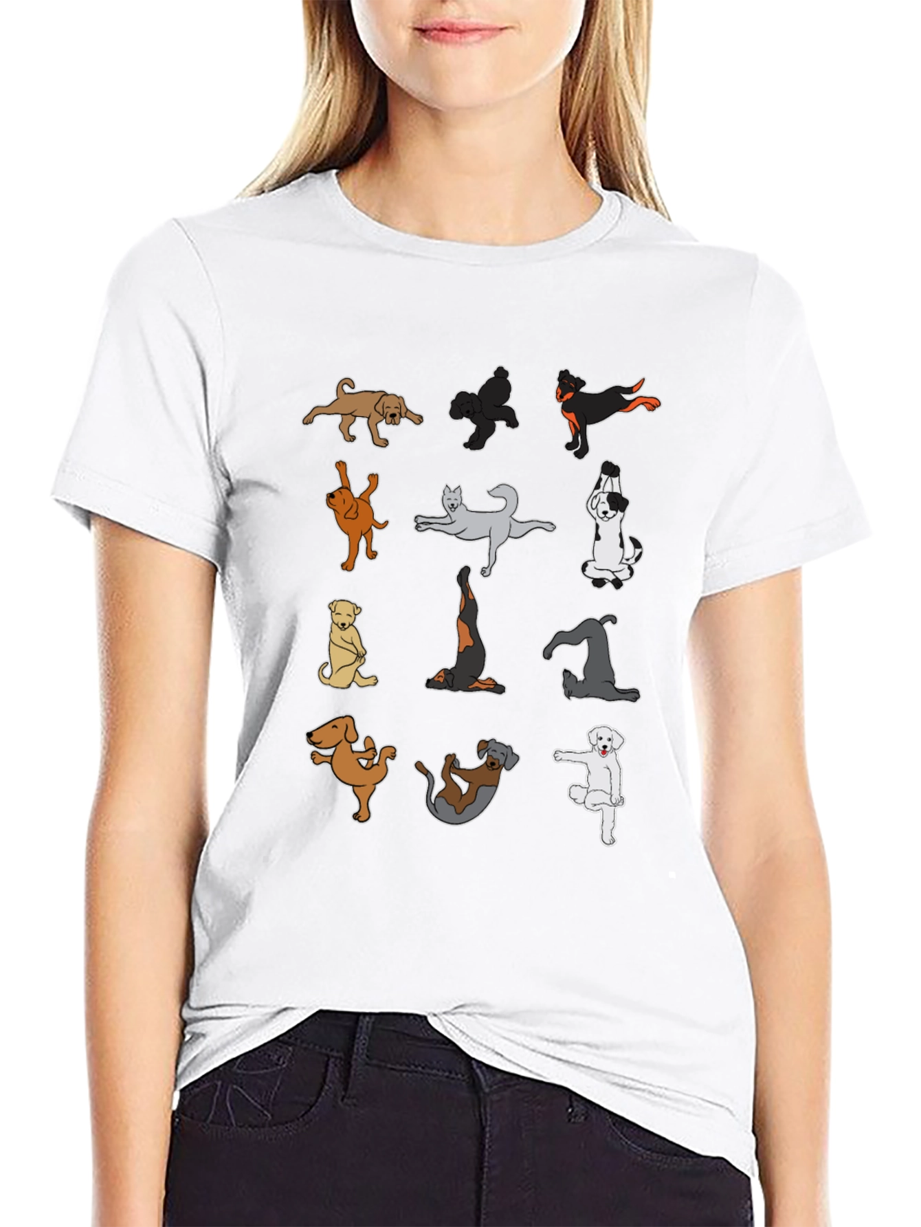 Black Dog Yoga T-Shirt - Cute Canine Poses view 9