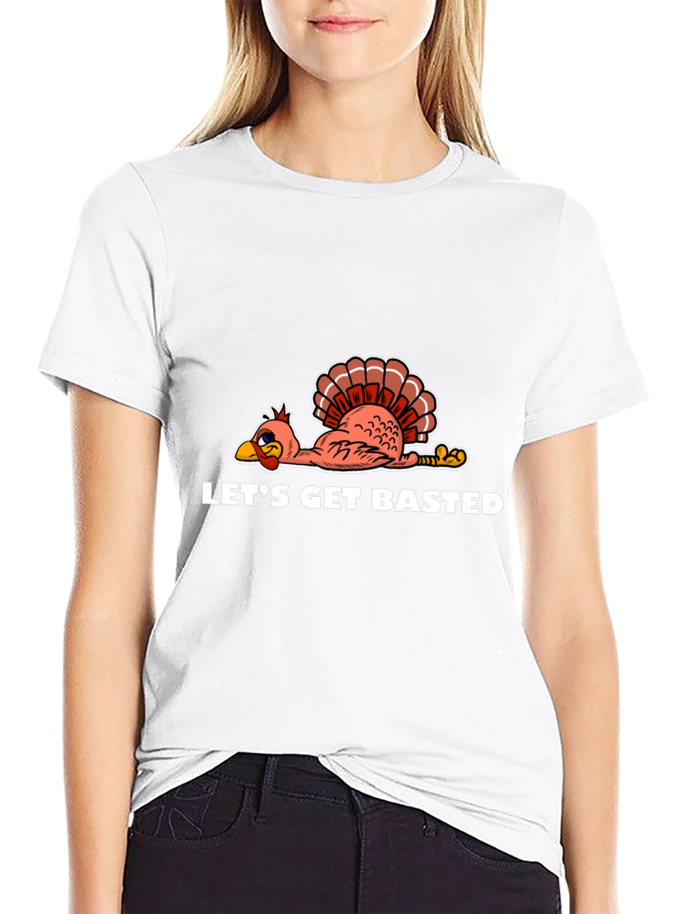 Black Let's Get Basted Turkey Thanksgiving T-Shirt view 9