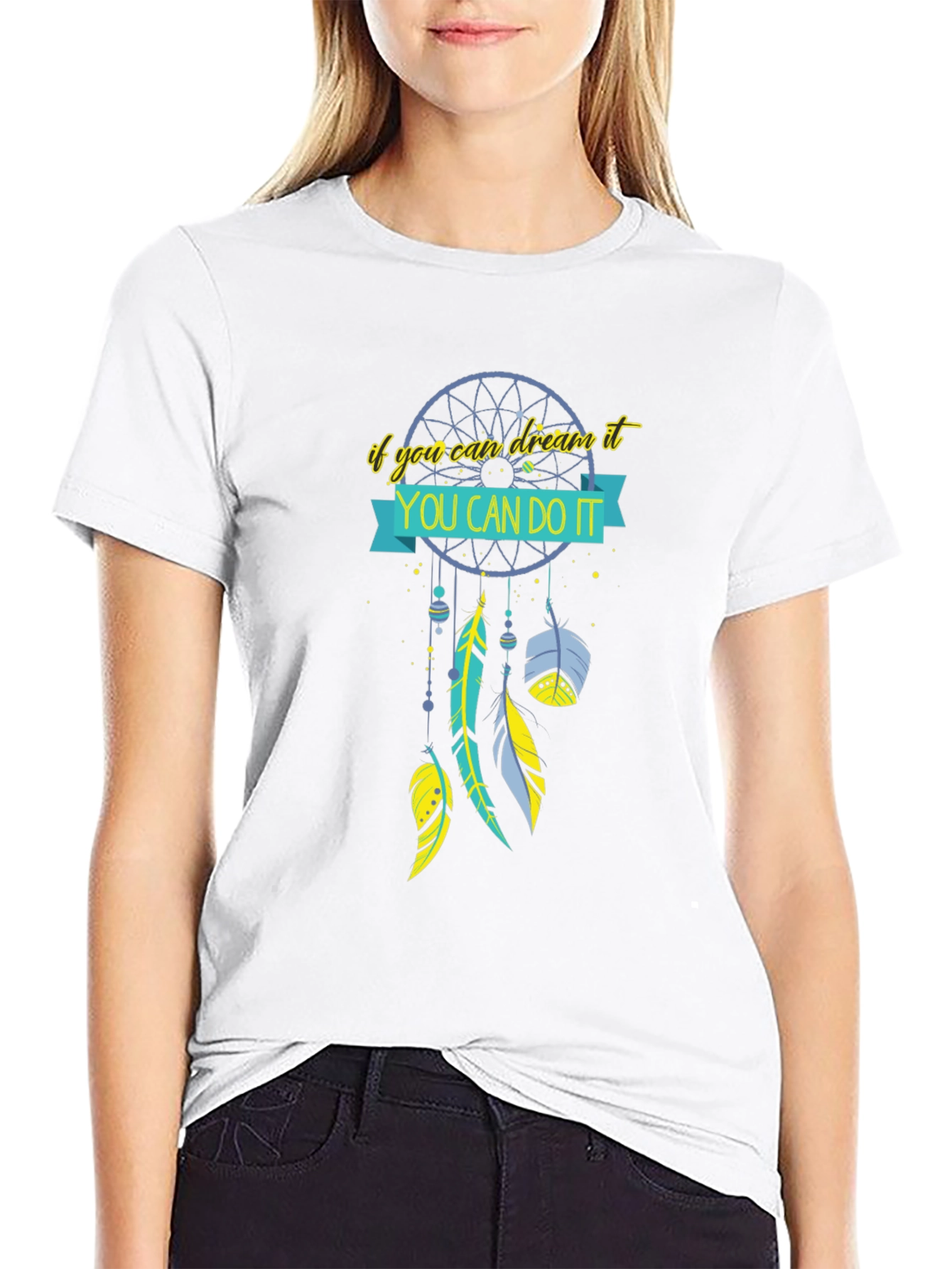 Black Dream Catcher Graphic Tee - You Can Do It! view 9