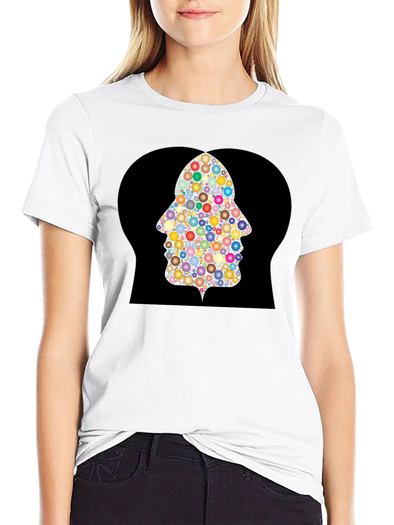 Black Bubble Hamsa Hand Graphic Tee - Black view 9