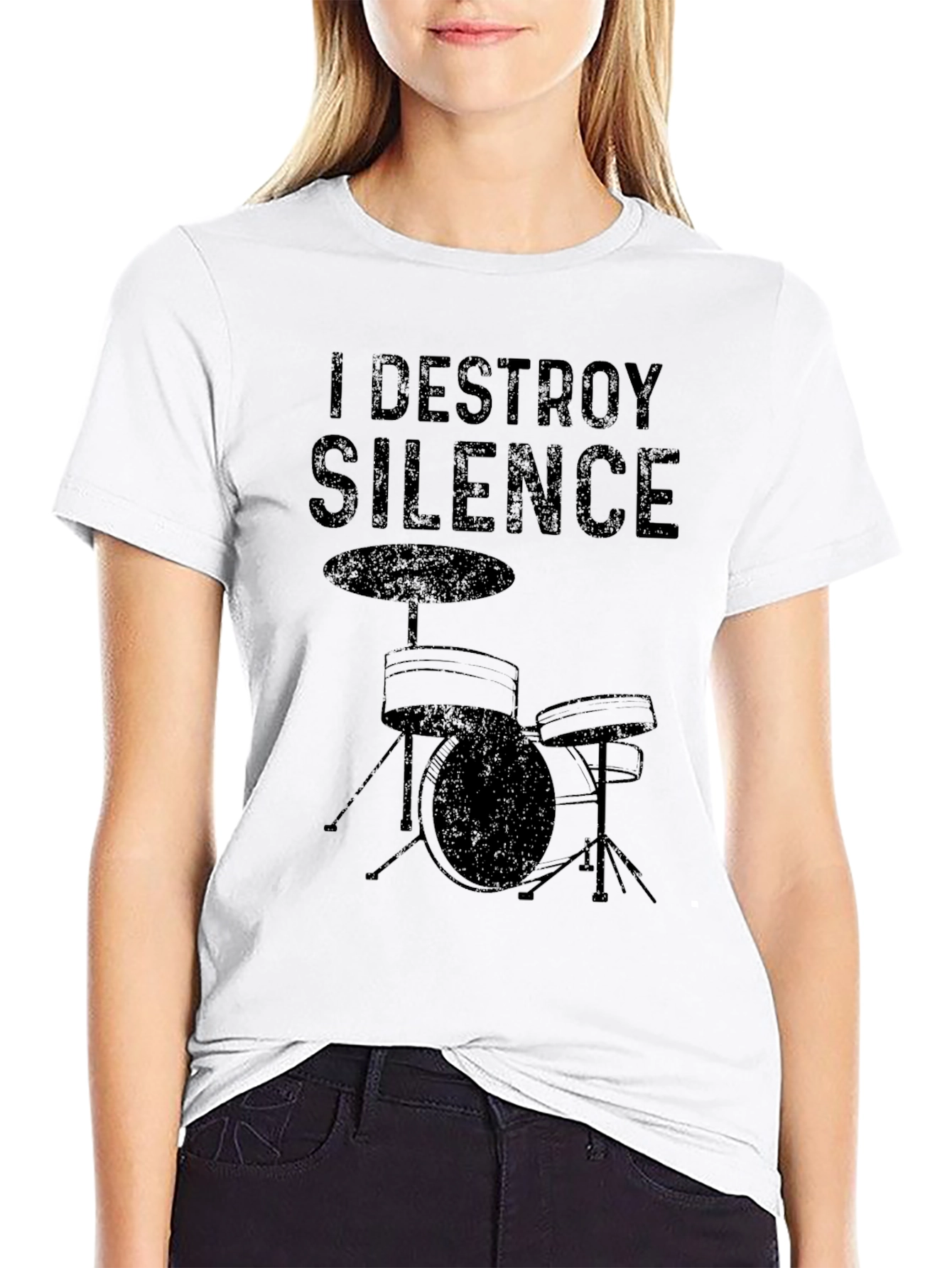 Black I Destroy Silence Drum Kit T-Shirt view 9