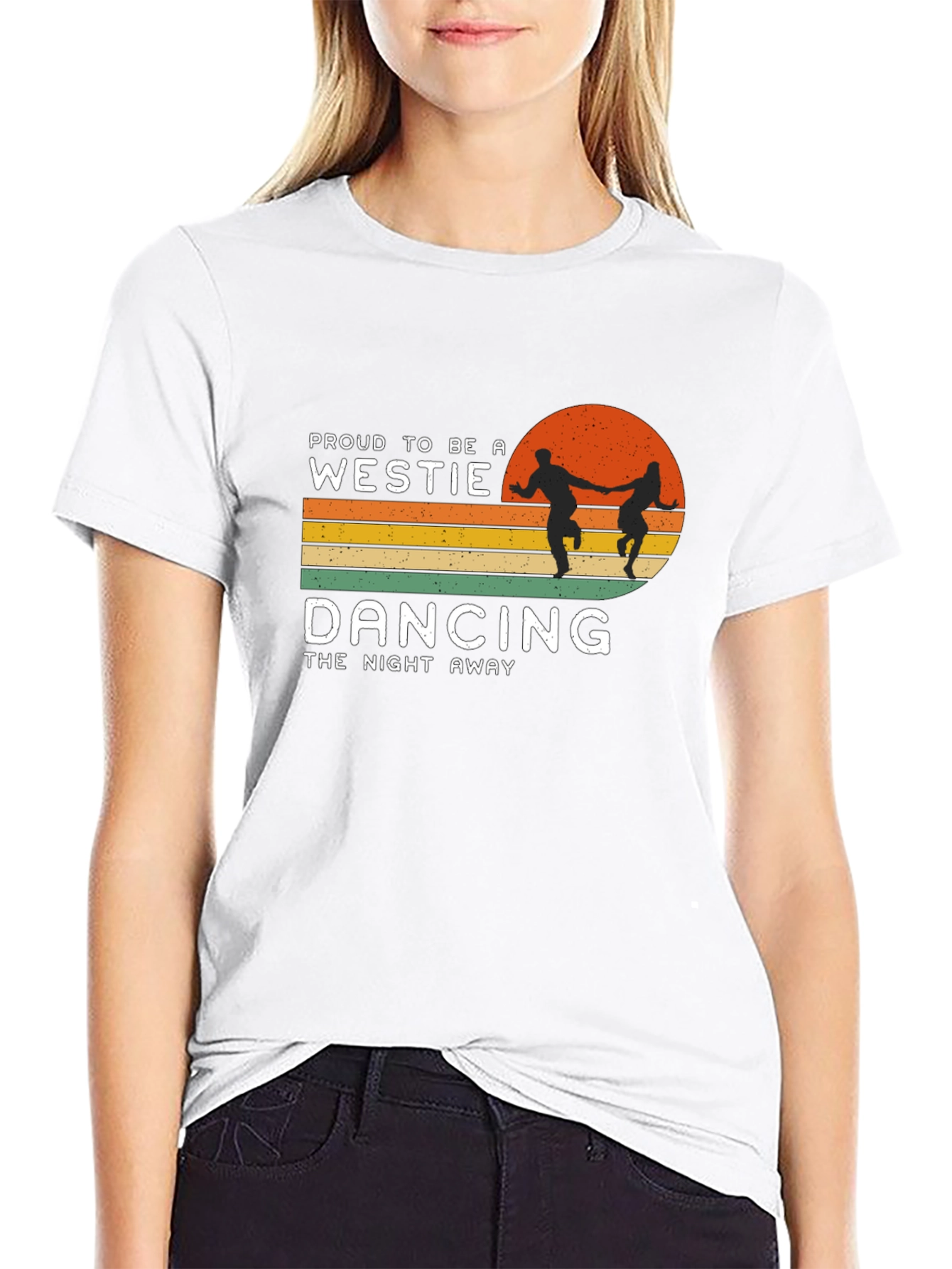 Black Proud Westie Dancing Night Away Graphic Tee view 9