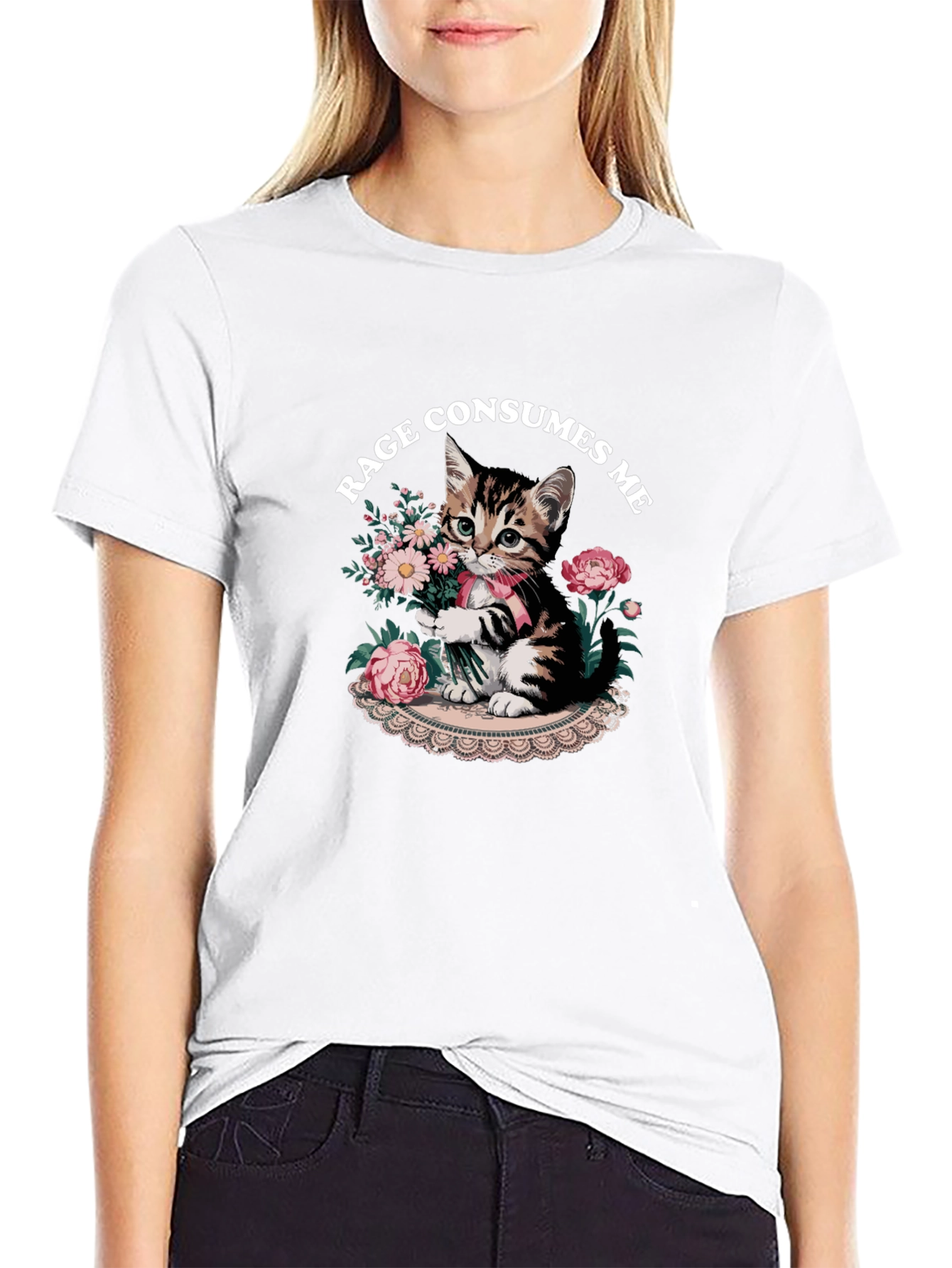 Black Rage Consumes Me Kitten Graphic T-Shirt view 9