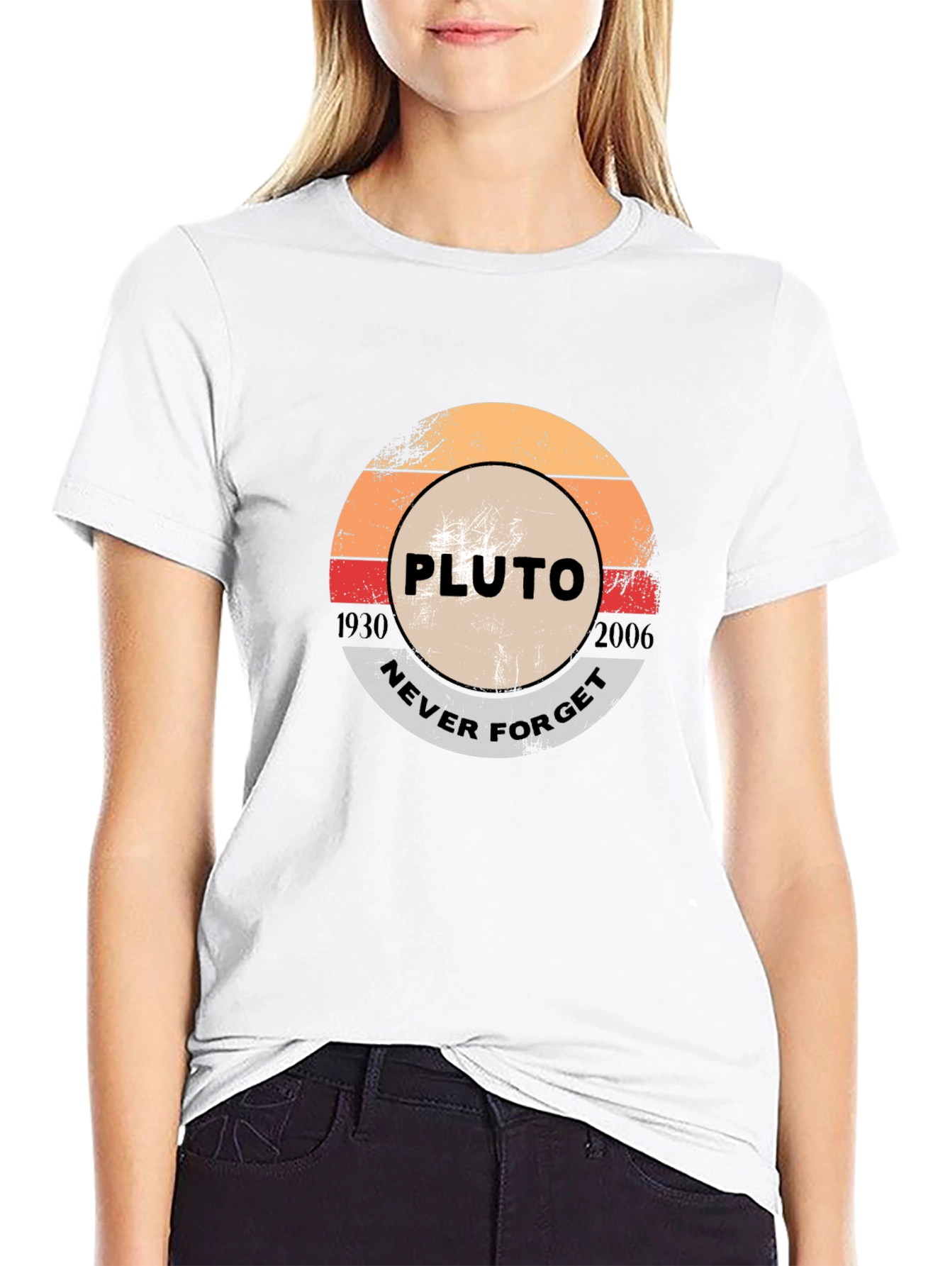 Black Pluto Never Forget Graphic T-Shirt view 9