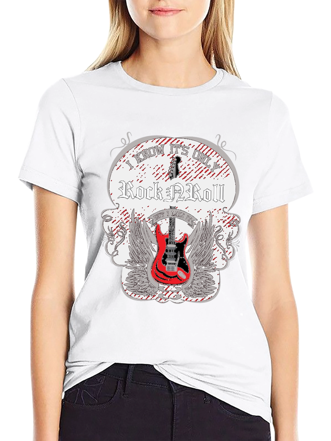 Black Rock and Roll Guitar T-Shirt view 9