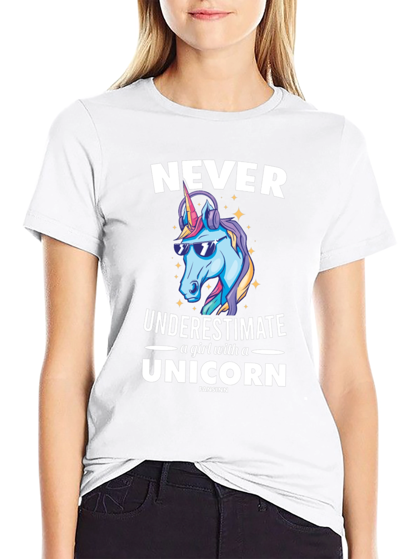Black Never Underestimate Unicorn T-Shirt view 9