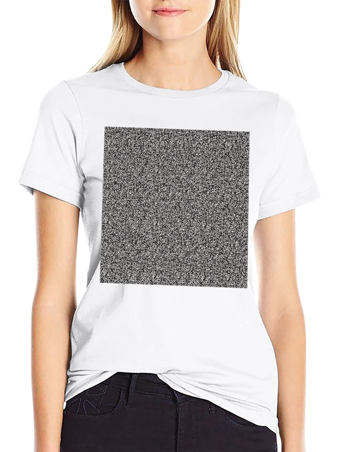 Black Static Noise Pattern Tee - Classic Fit Black T-Shirt view 9
