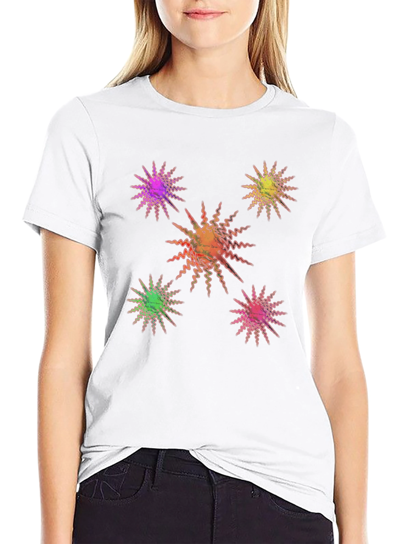 Black Starburst Graphic Print Black T-Shirt view 9