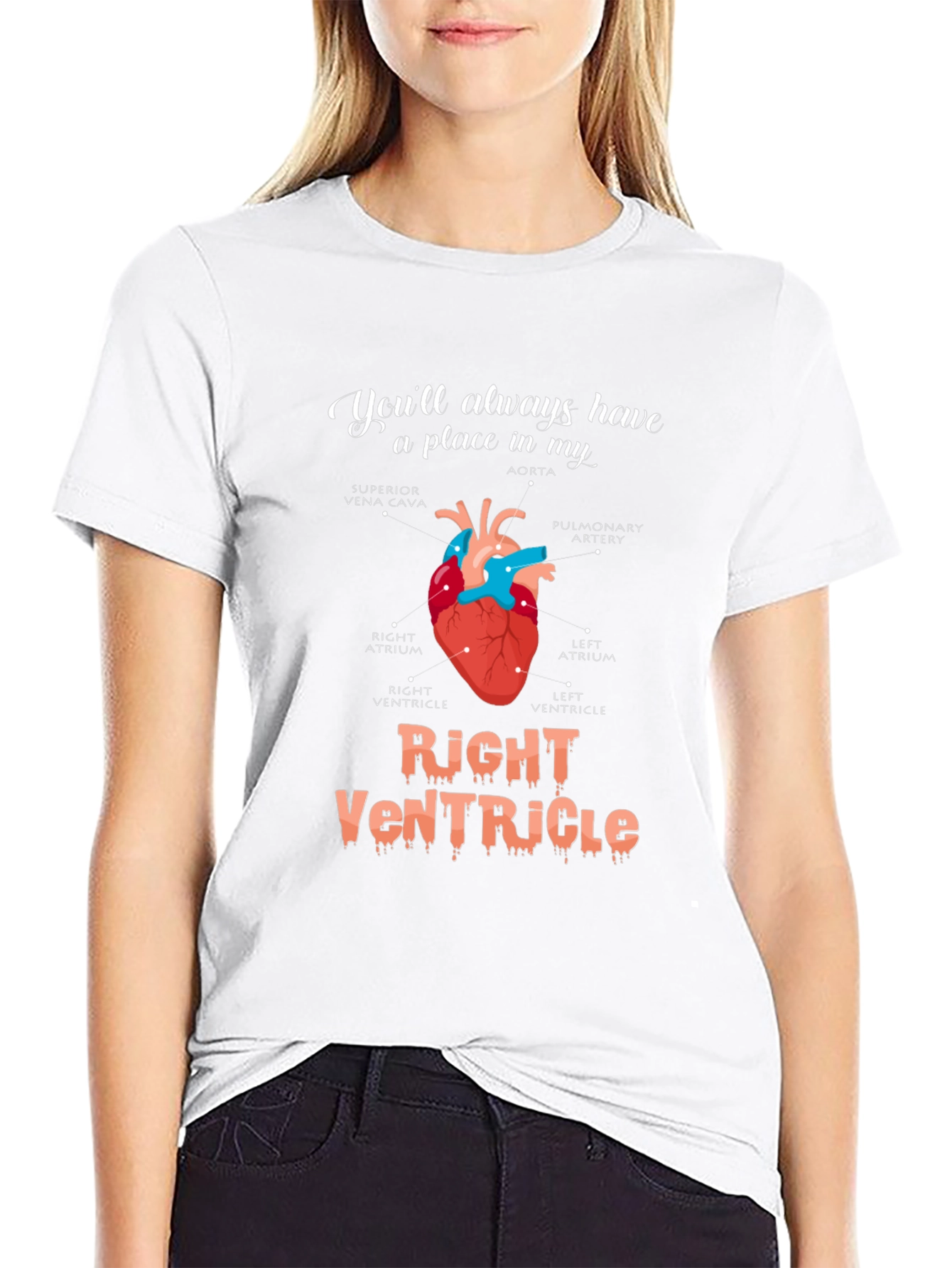 Black Anatomical Heart T-Shirt - You'll Always Have a Place view 9