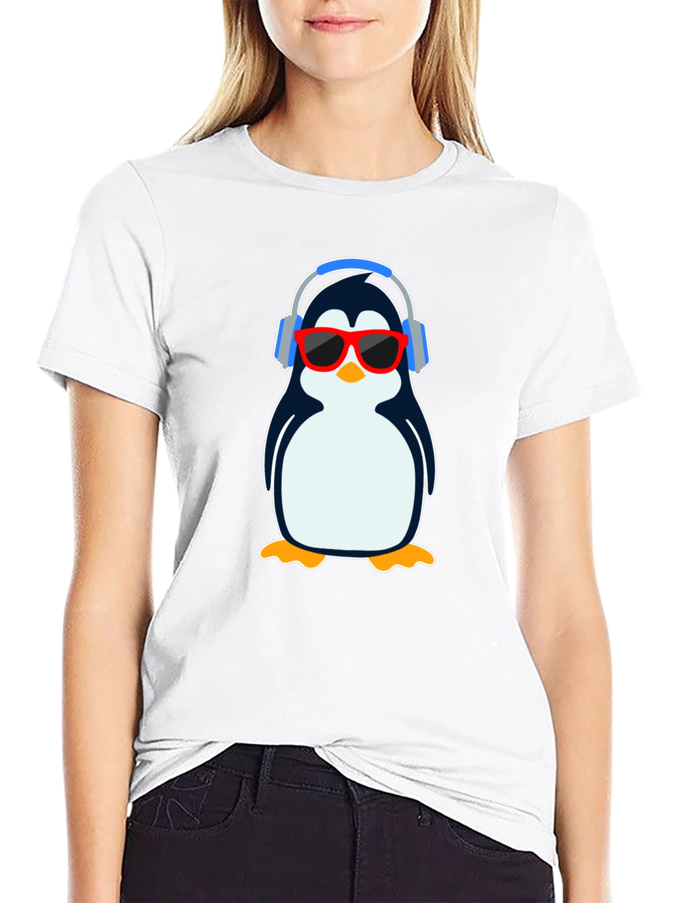 Black Cool Penguin Graphic T-Shirt - Black view 9