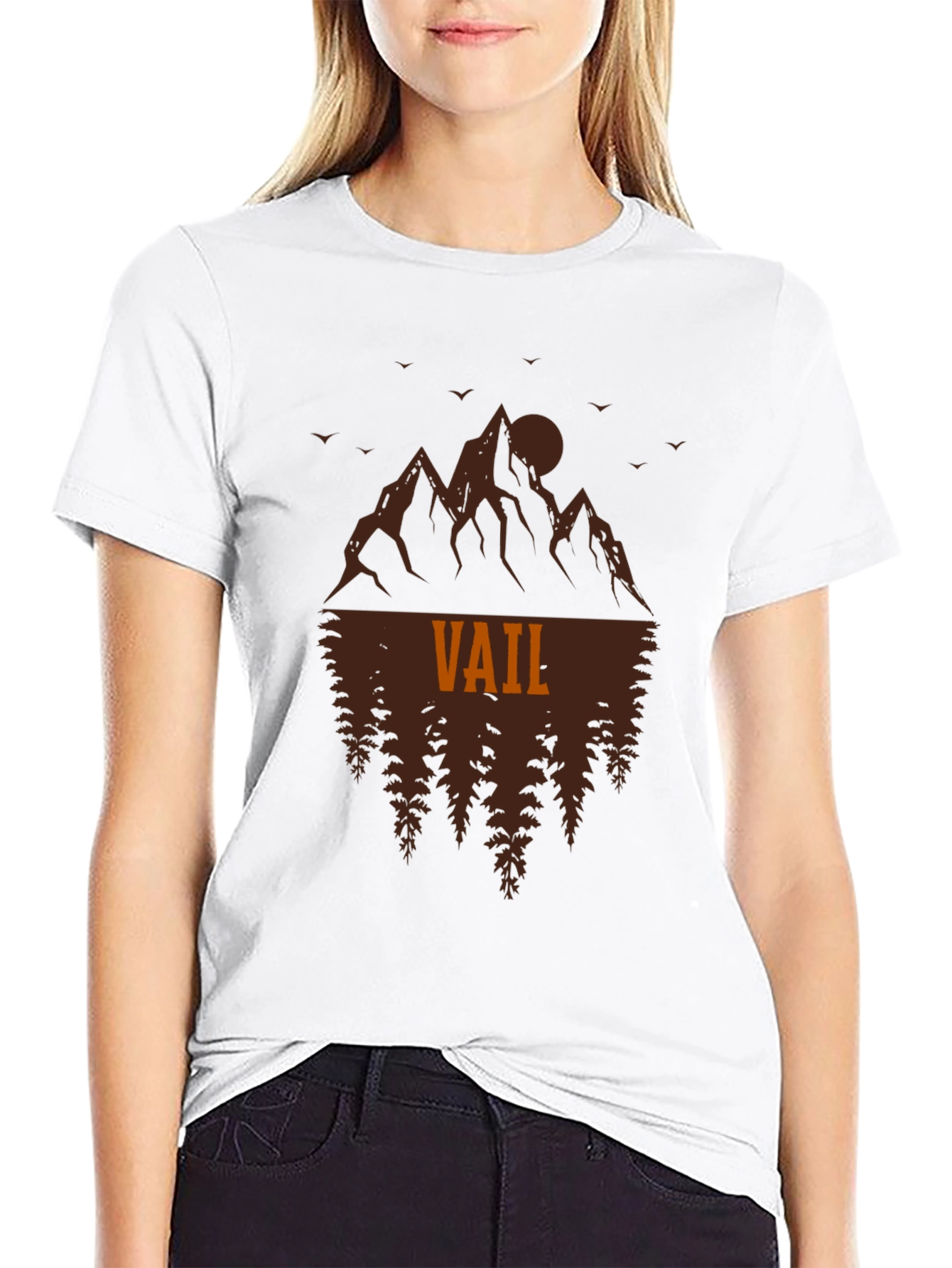 Black Vail Mountain Graphic Tee - Nature Inspired Black T-Shirt view 9