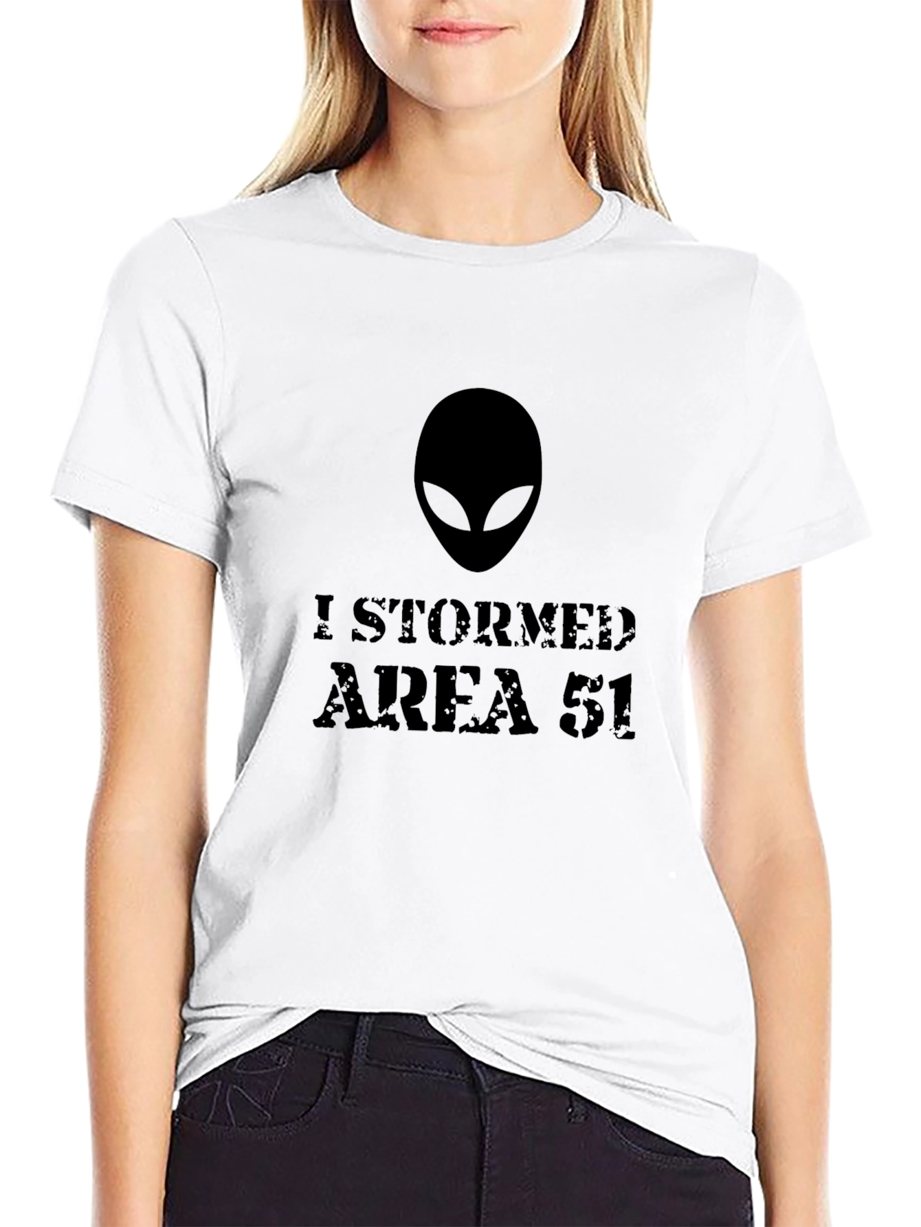 Black I Stormed Area 51 Alien Graphic T-Shirt view 9
