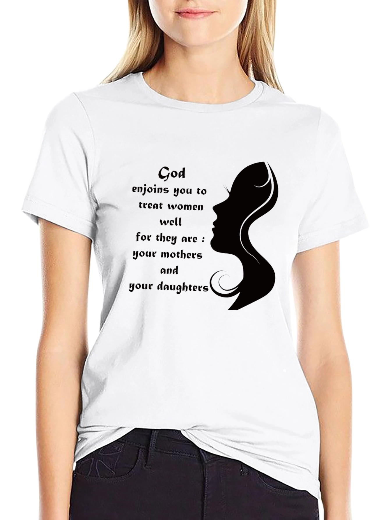 Black God Enjoins You To Treat Women Well Graphic T-Shirt view 9