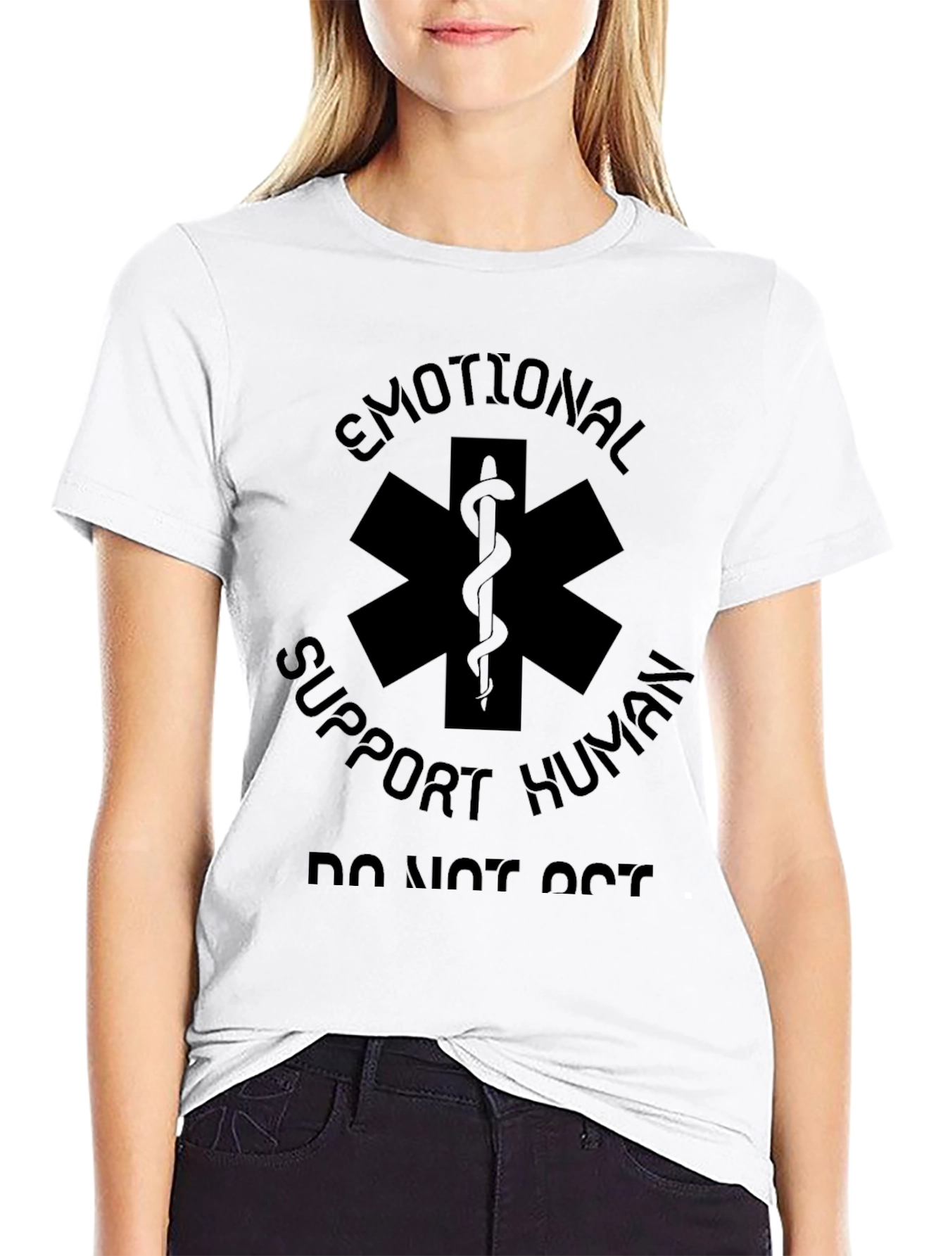 Black Emotional Support Human Star of Life Black T-Shirt view 9